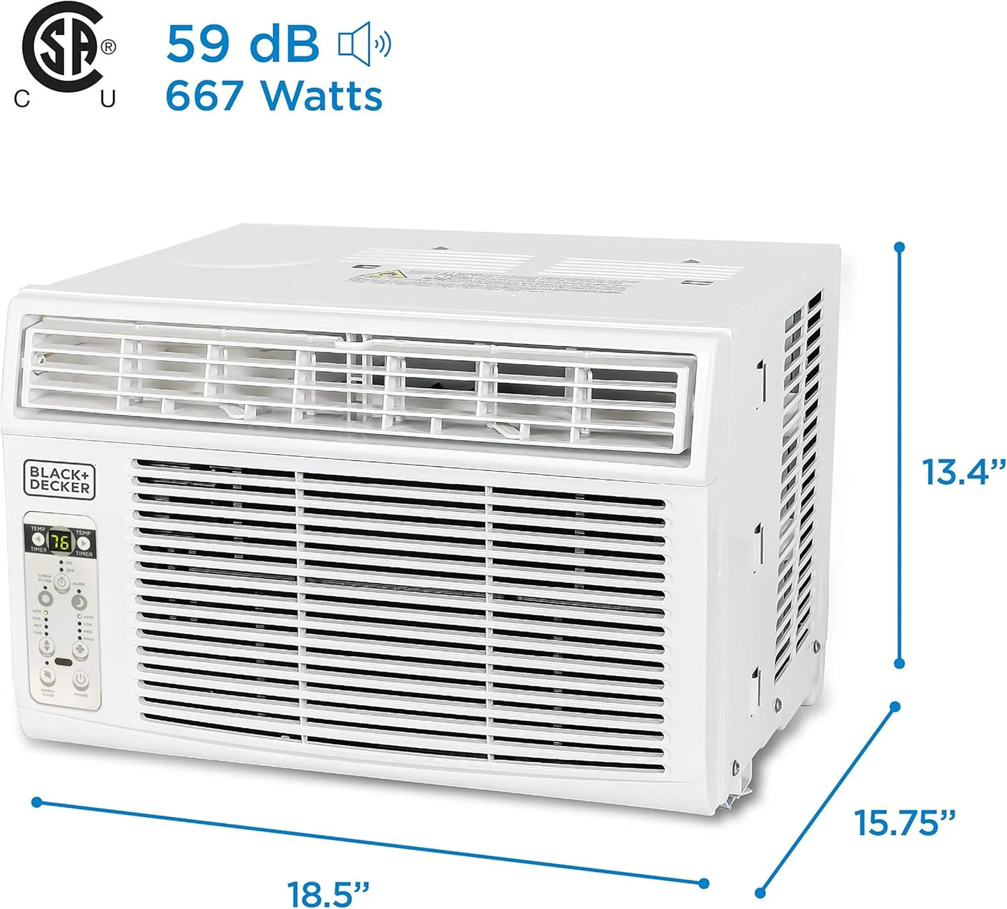 BLACK+DECKER Window Air Conditioner 5000 BTU, Cools Up to 150 Square Feet, AC Unit with Mechanical Controls, Manual Fan Only and Cool Settings, BD05MWT6, White