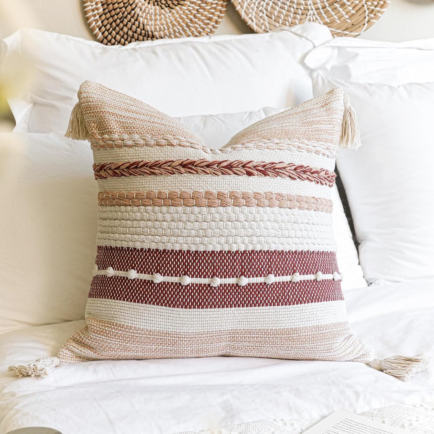 Blue Boho Decorative Throw Pillow Cover 20x20