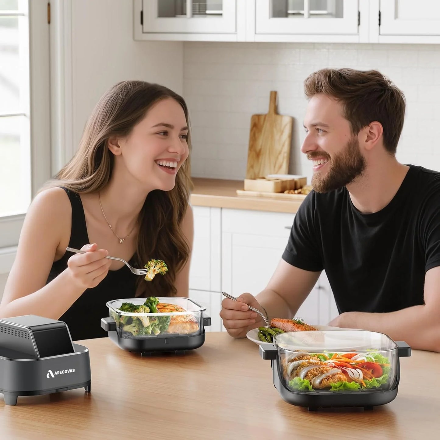 4-in-1 Portable Glass Air Fryer 140–400°F Precise Heat