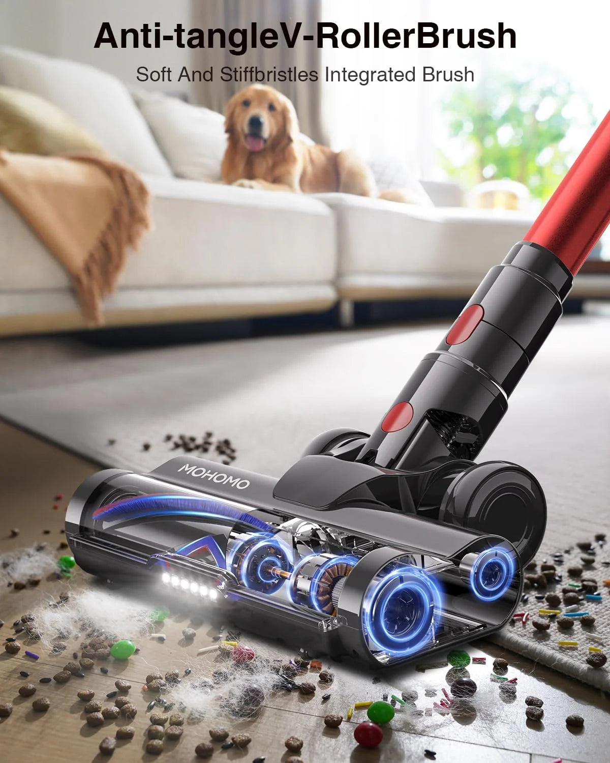 Cordless Vacuum Cleaner,580W 48KPA 65Mins Vacuum Cleaners for Home,Self-Standing Stick Vacuum with Anti-Tangle Brush & OLED Touch Screen,Rechargeable Vacuum Cordless for Pet Hair,Carpet,Hardwood Floor