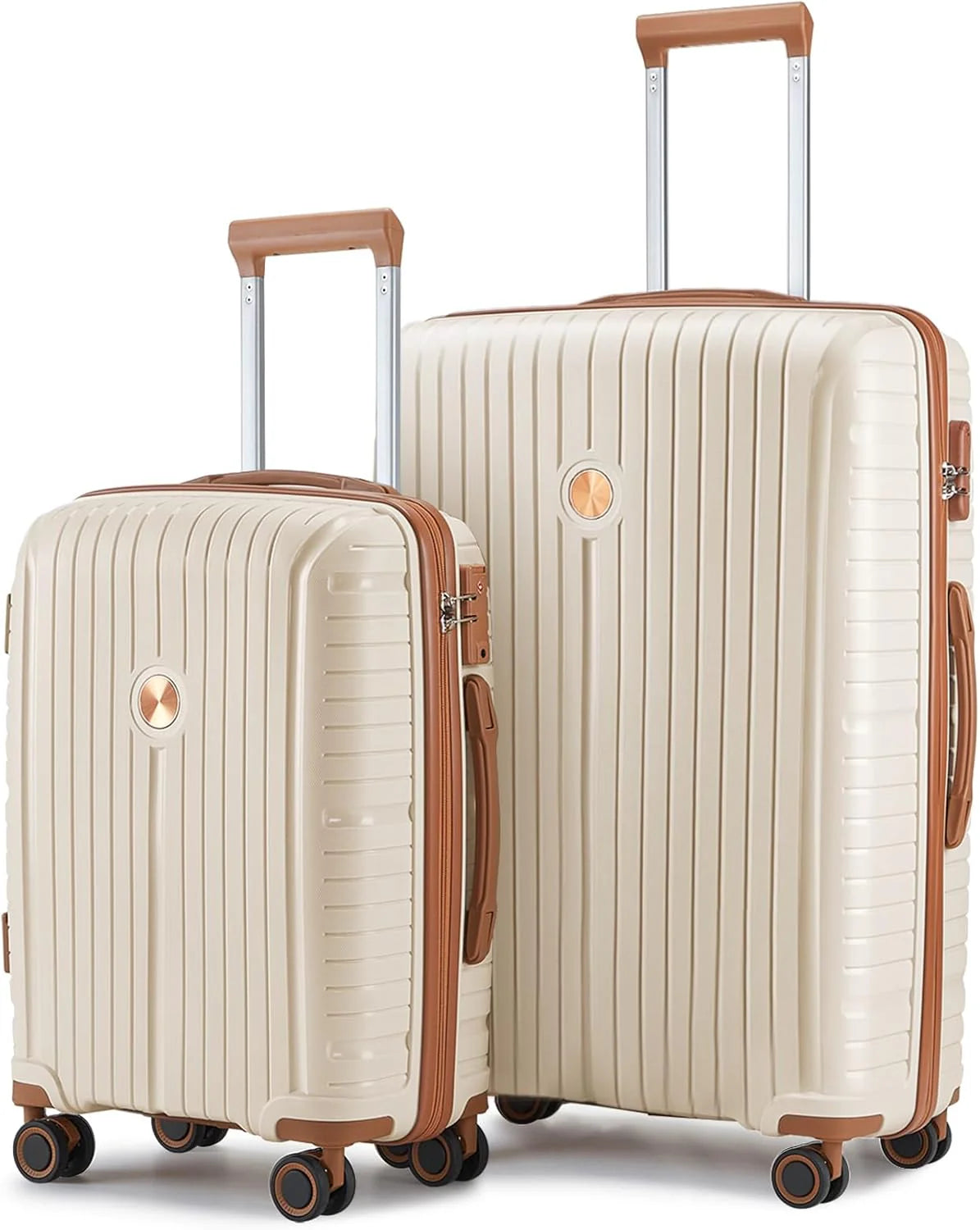 5-piece PP hardshell lightweight travel carry-on luggage set with dual spinner wheels and TSA lock