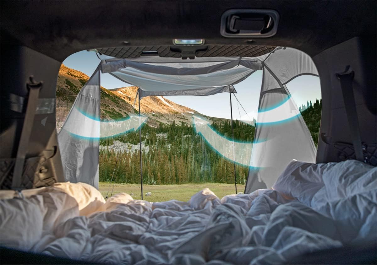 KAMPKEEPER SUV Car Tent, Tailgate Shade Awning Tent for Camping, Vehicle Camping Tents Outdoor Travel (Black)