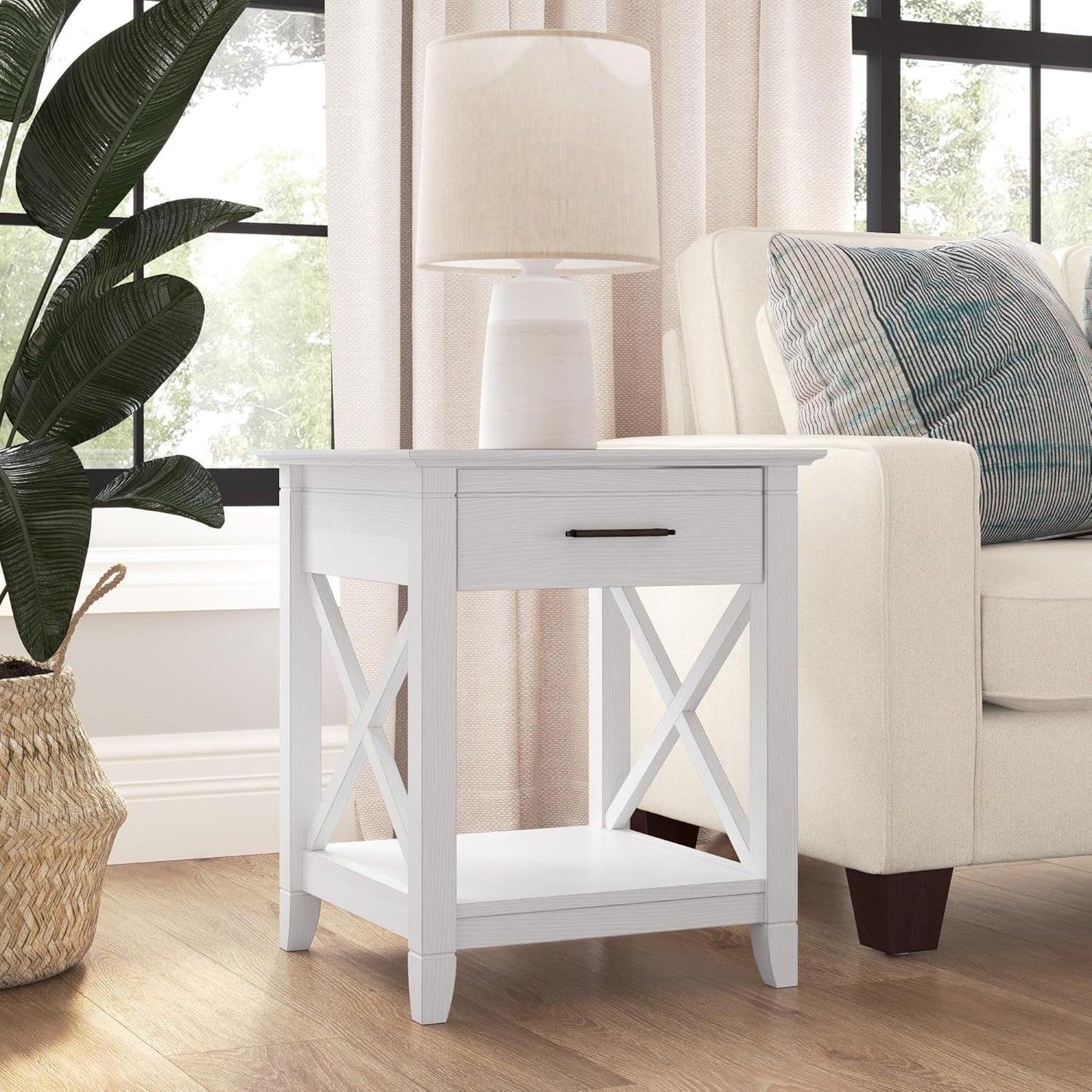 Key West Small End Table with Storage Modern Farmhouse Accent Shelf