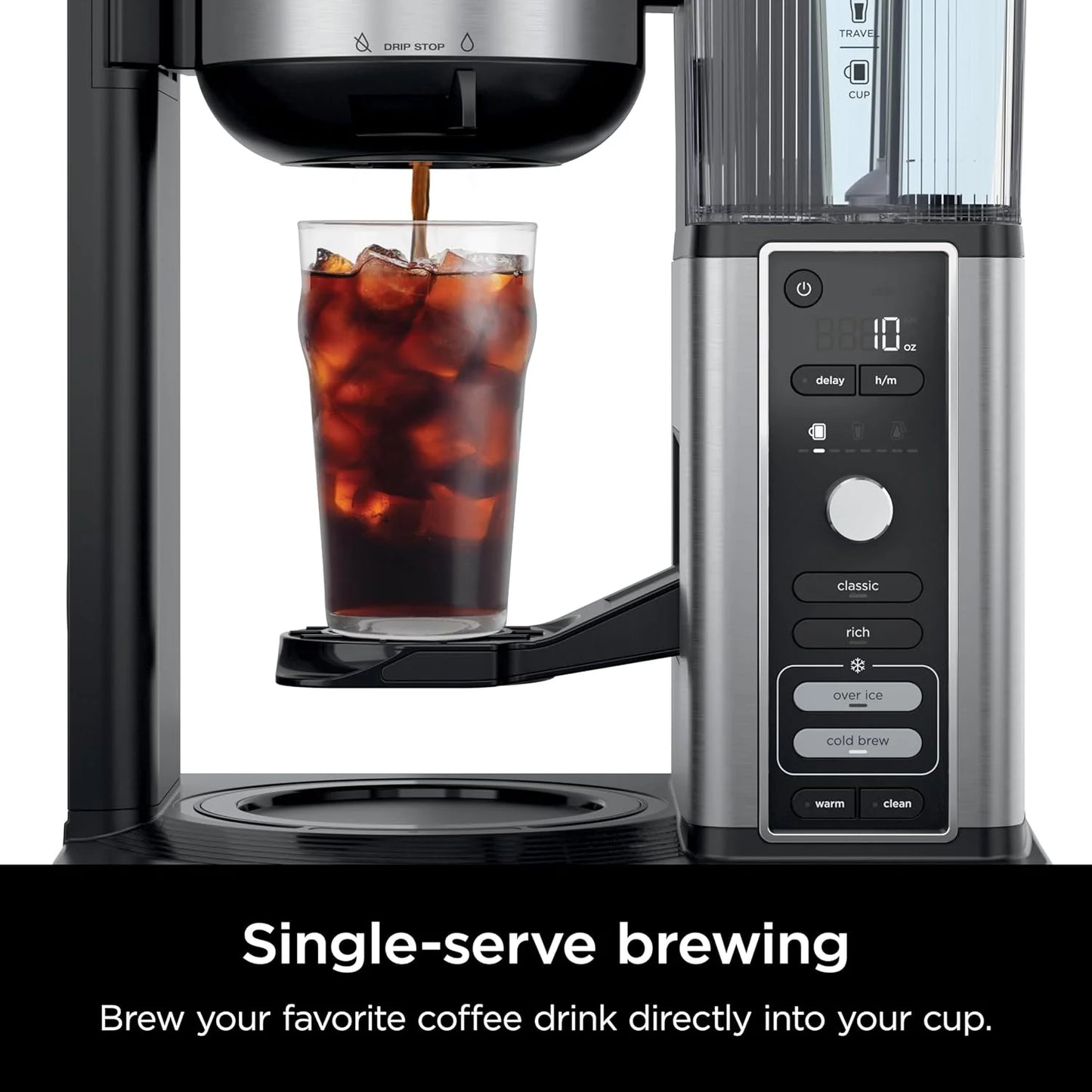 Extra Large Hot and Iced Coffee Maker with Fast Cold Brew, 4 Brewing Methods, 8 Sizes (Small to Travel), Single-Cup Coffee Maker, 12-Cup Capacity