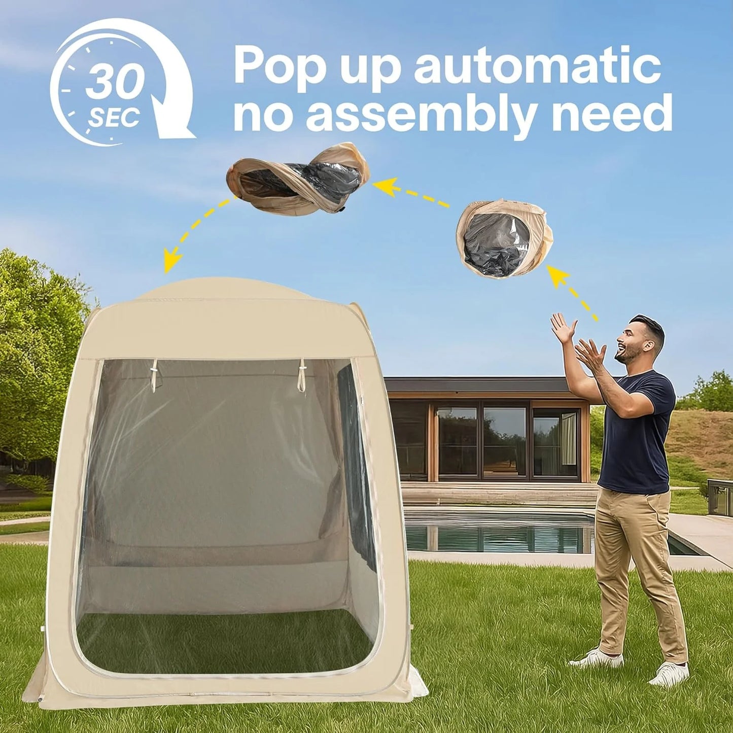 Screen gazebo, sleeps 6-10-15 people Igloo-style canopy tent with mosquito net on the sides Perfect for garden, patio, backyard