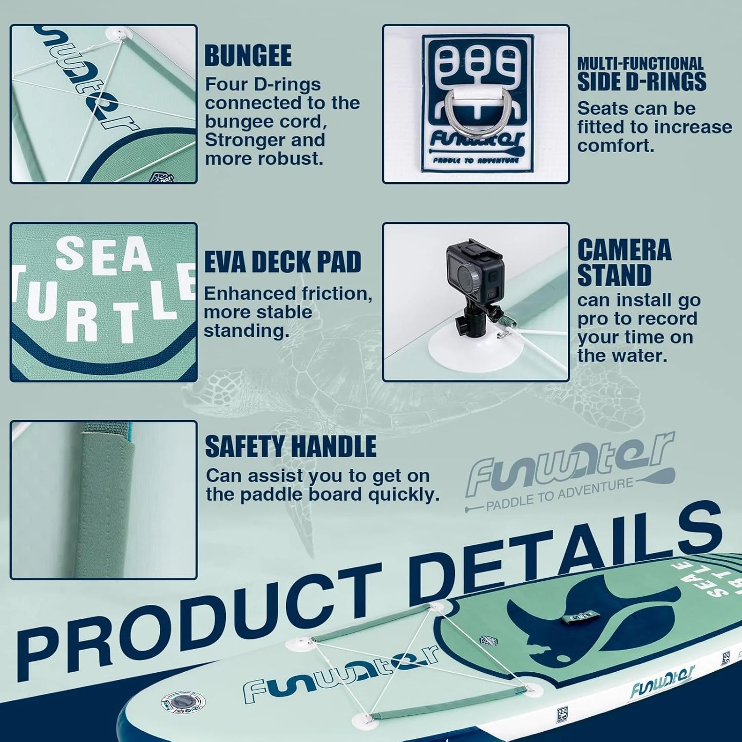 FunWater Inflatable Stand Up Paddle Board with Premium SUP Paddle Accessories, Non-Slip EVA Deck, 11'/10'6' Paddle