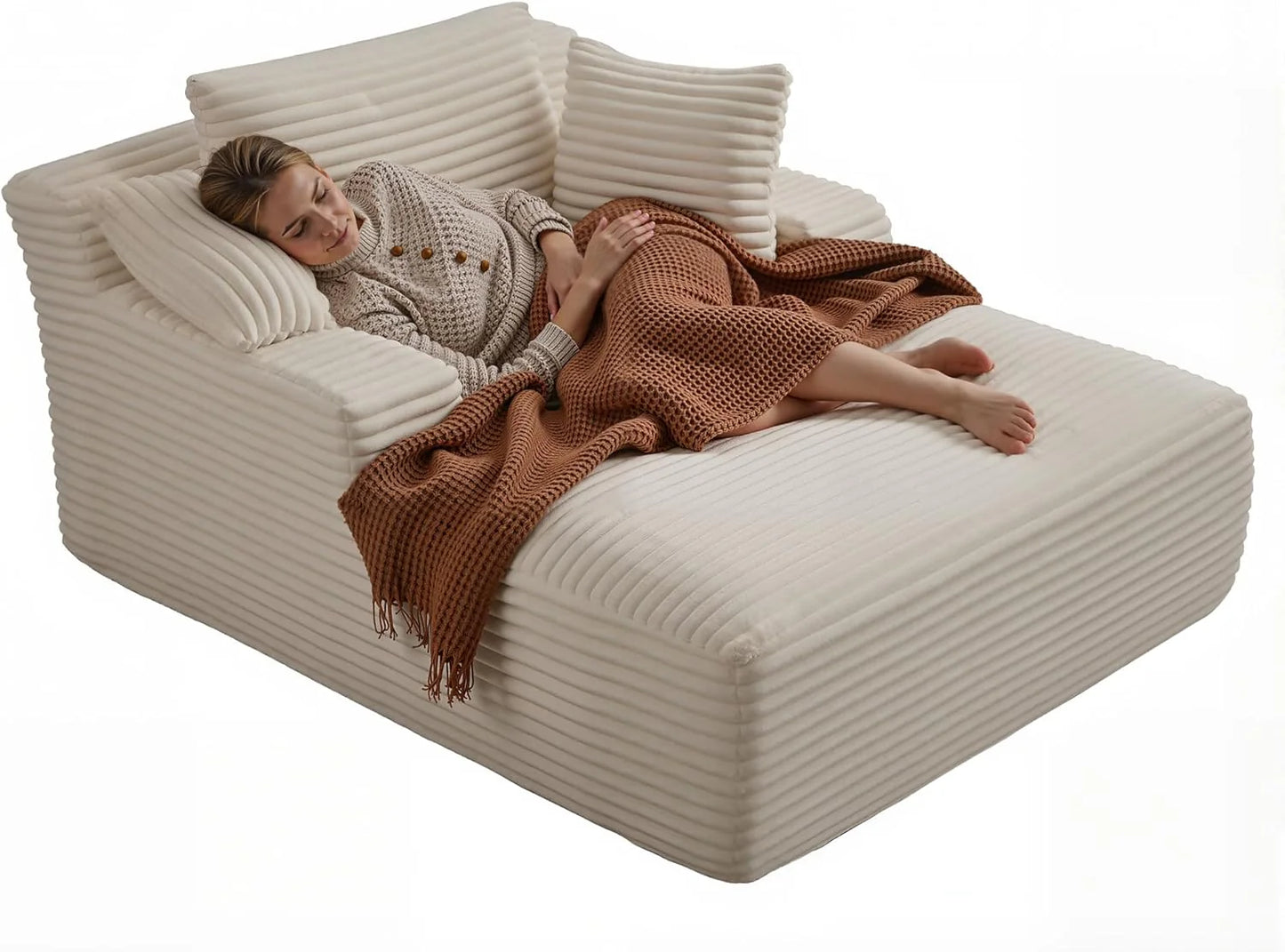 50-inch indoor recliner, oversized corduroy upholstered boneless sofa bed, deep sleeper sofa reading chair, cloud sofa, living room sofa
