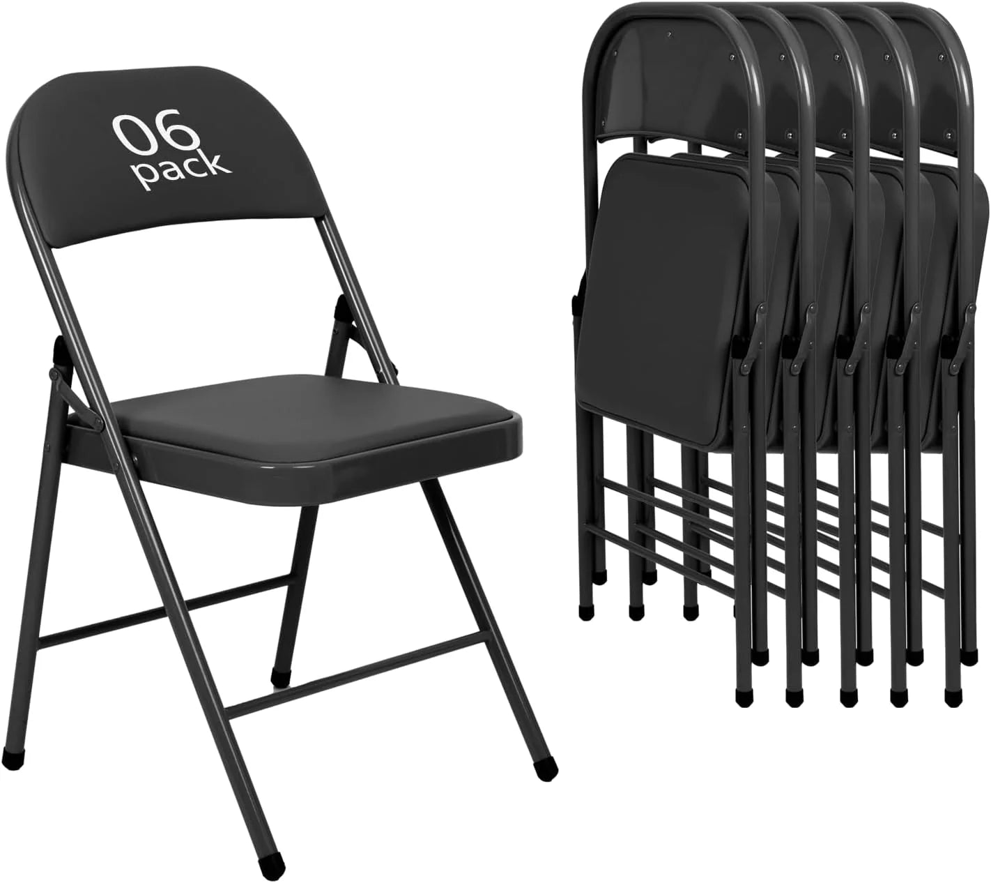 6 Pack Black Folding Chairs with Leather Chairs for Indoor and Outdoor Events Office Wedding Party Upholstered Chairs