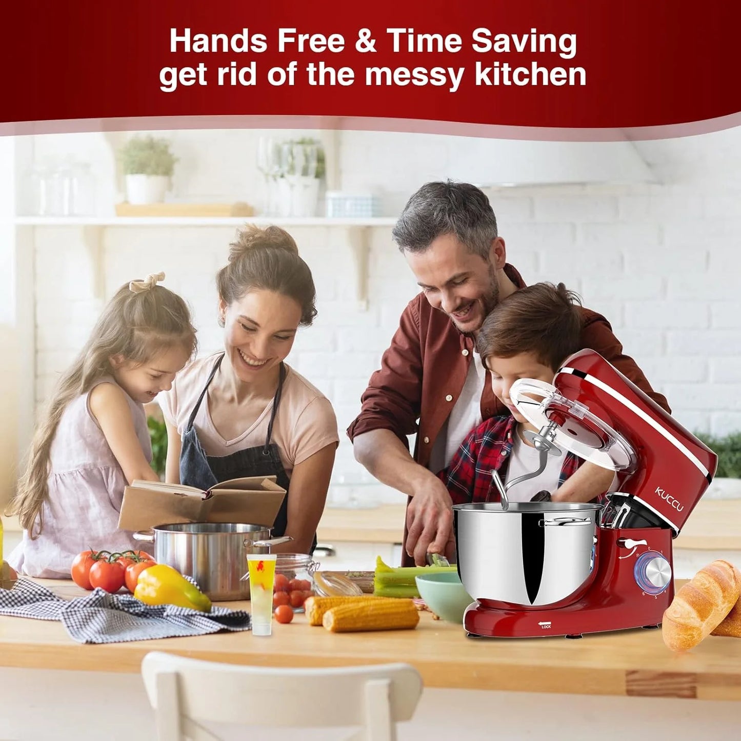 Stand Mixer 6.5 Qt 660W 6-Speed Tilt-Head Food Dough Mixer, Kitchen Electric Mixer with Stainless Steel Bowl,Dough Hook,Whisk, Beater, Egg white separator