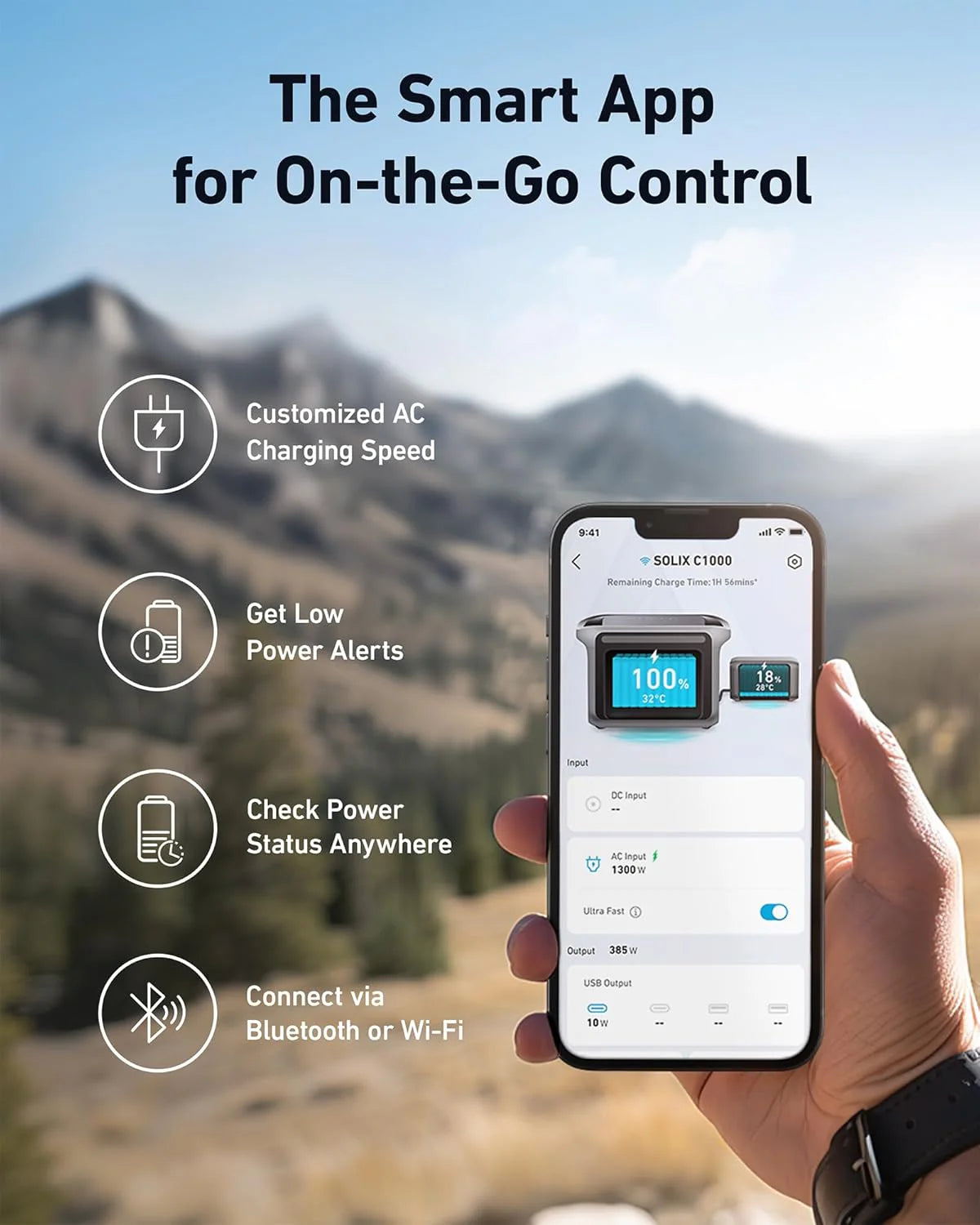 Portable Power Station, 1800W (2400W Peak) Solar Generator, 58 Minutes to Fully Charge, 1056wh LiFePO4 Battery,