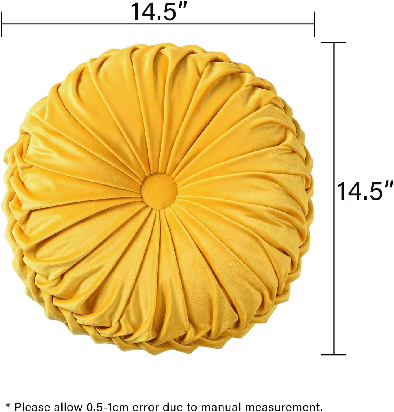 Set of 2 Decorative Round Pleated Throw Pillows