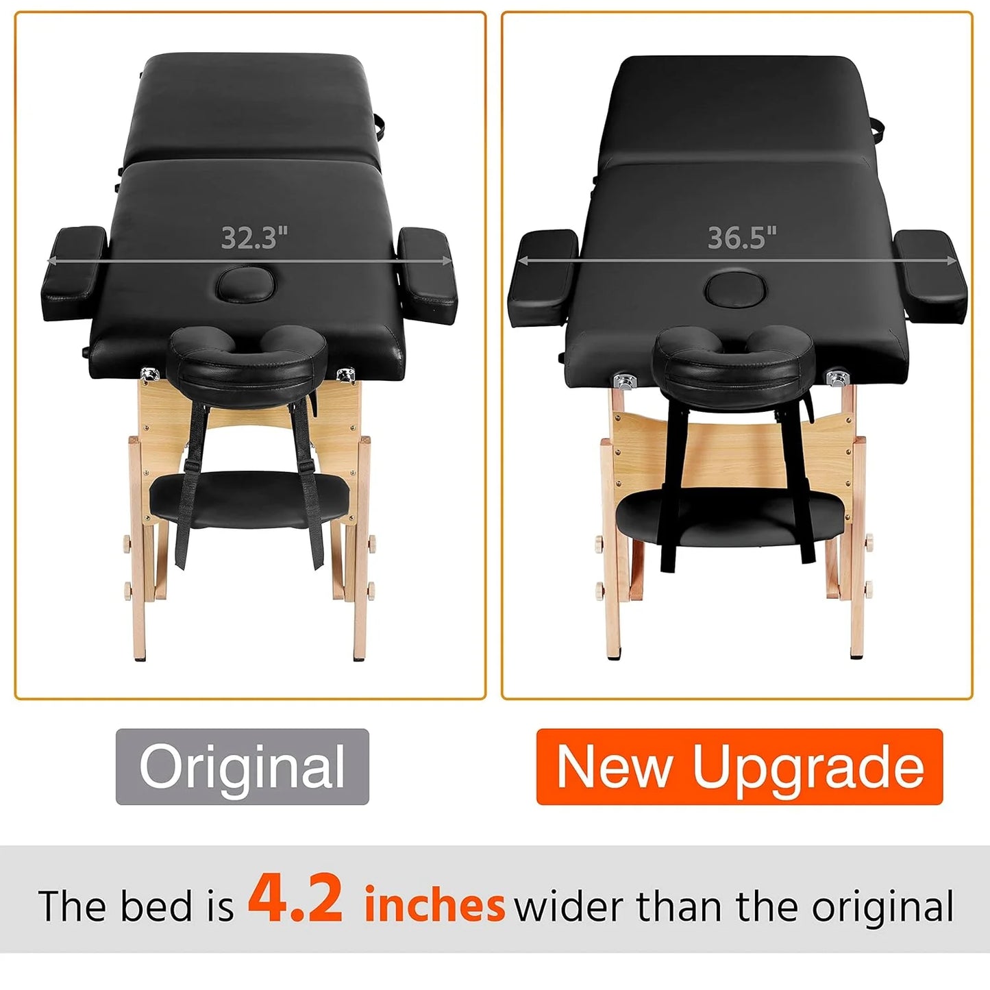 Yaheetech Massage Table Portable Lash Beds Spa Bed Massage Couch Foldable Spa Tables Adjustable 2 Fold with Non-Woven Bag 24 inch, Black