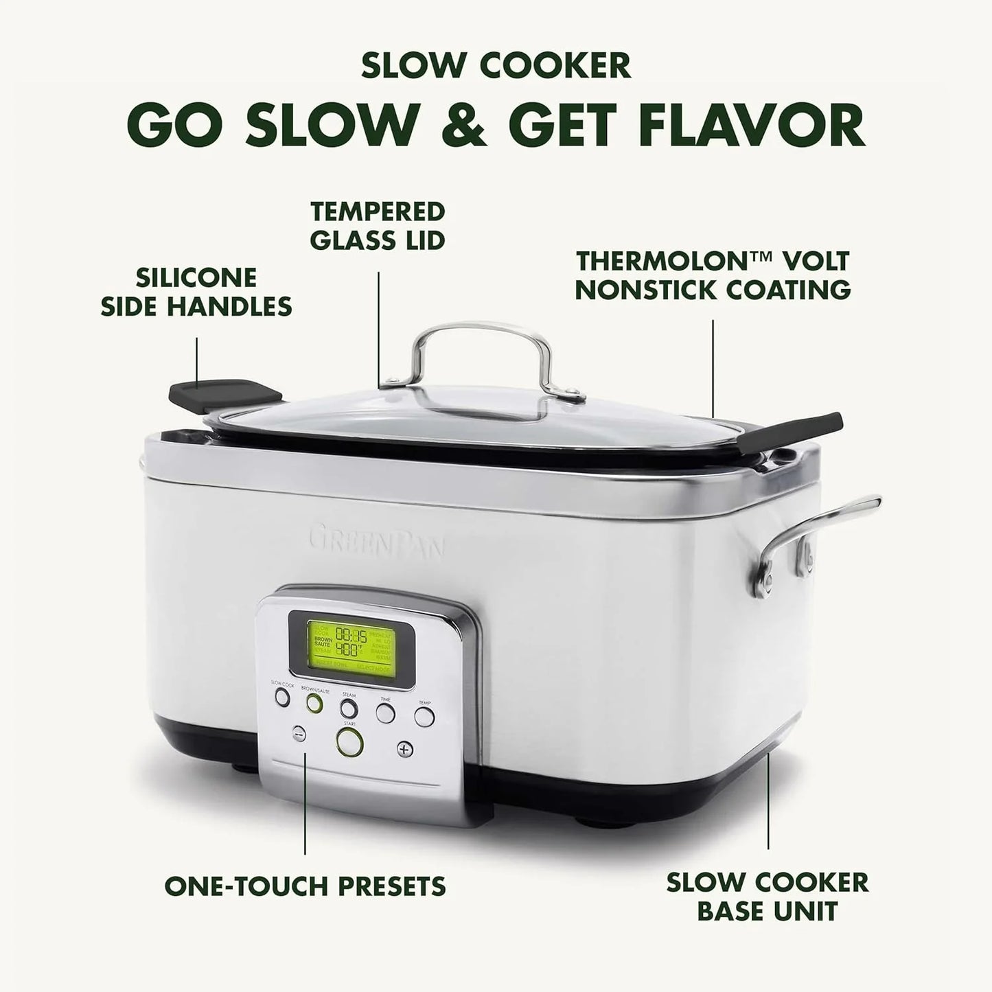 8-in-1 Programmable 6QT Electric Slow Cooker with Dishwasher-Safe Lid and Removable Base