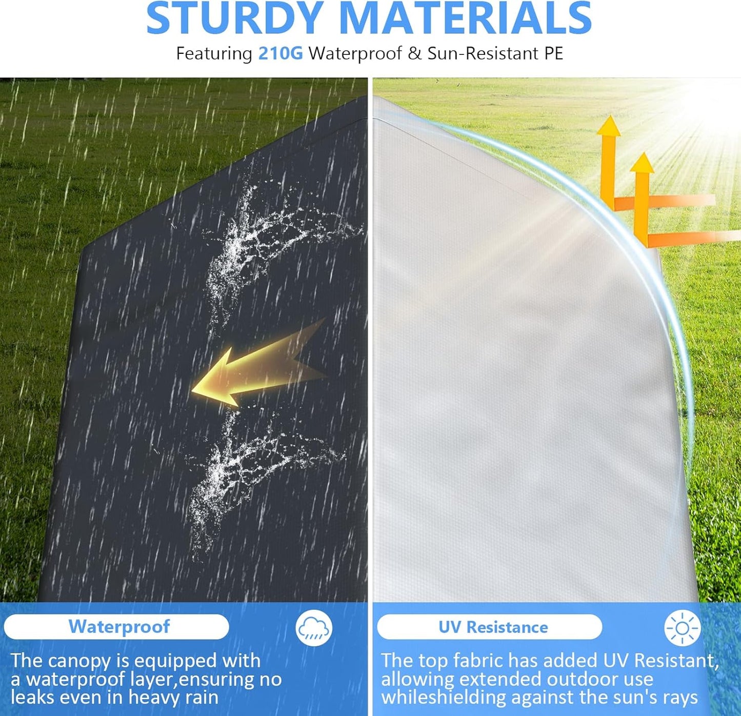 6x8 ft Heavy Duty Carport Tent Portable Garage with Removable Side Walls and Door Four Seasons Tarpaulin