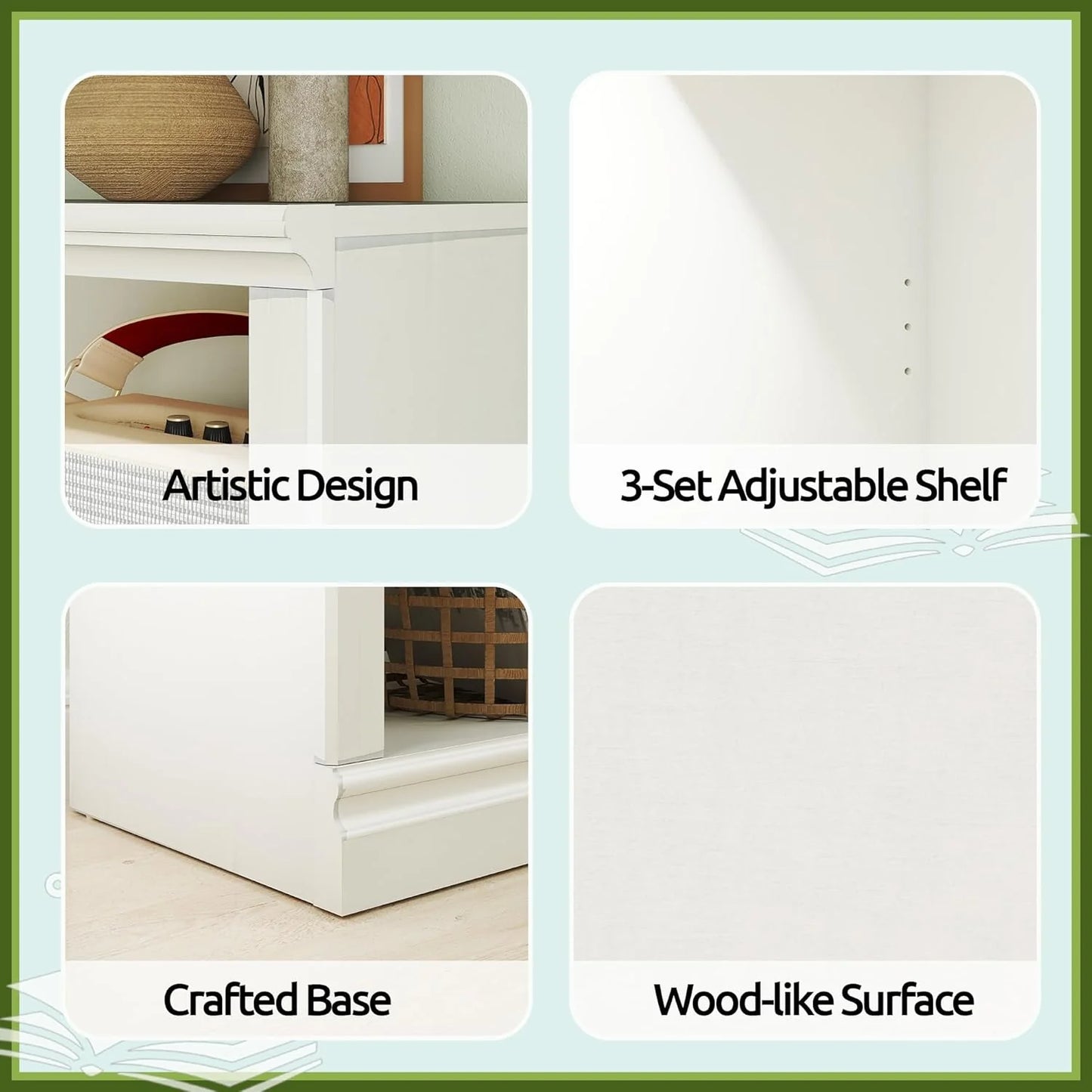 70-Inch Tall White Bookcase 5 Tiers Shelves Open Storage Bookshelf