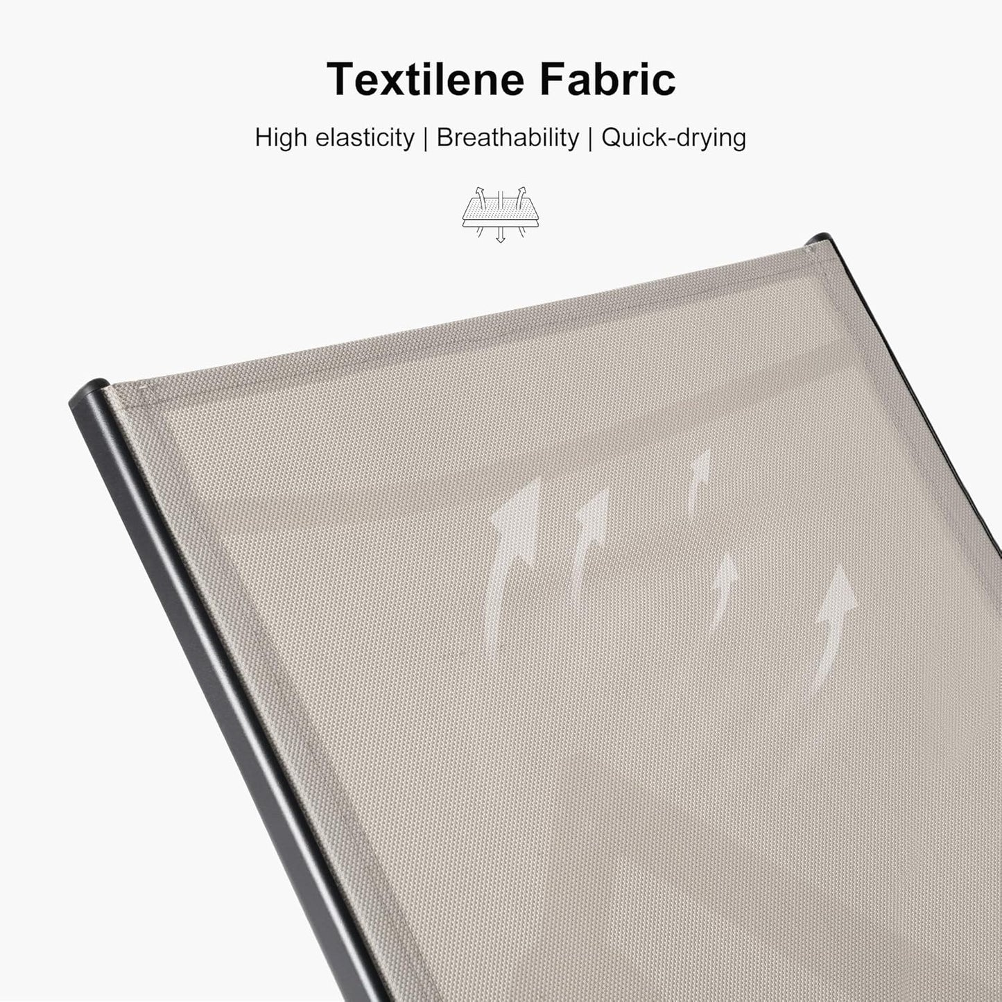 PURPLE LEAF Patio Tanning Lounge Chair Set with Face Down Hole Outdoor Aluminum Adjustable Reclining Chairs Wheels Pillows and Table for Poolside Beach Sunbathing Lounger, Beige