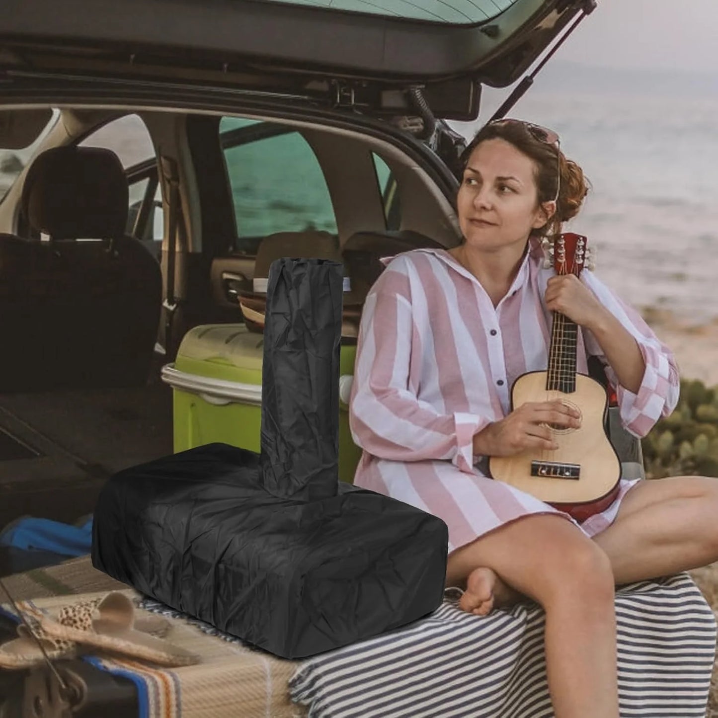 EDOSTORY Outdoor Pizza Oven, Wood Fired for Outside, Patio Maker With Stone, Peel, Grill Rack, and Waterproof Cover for Backyard Camping