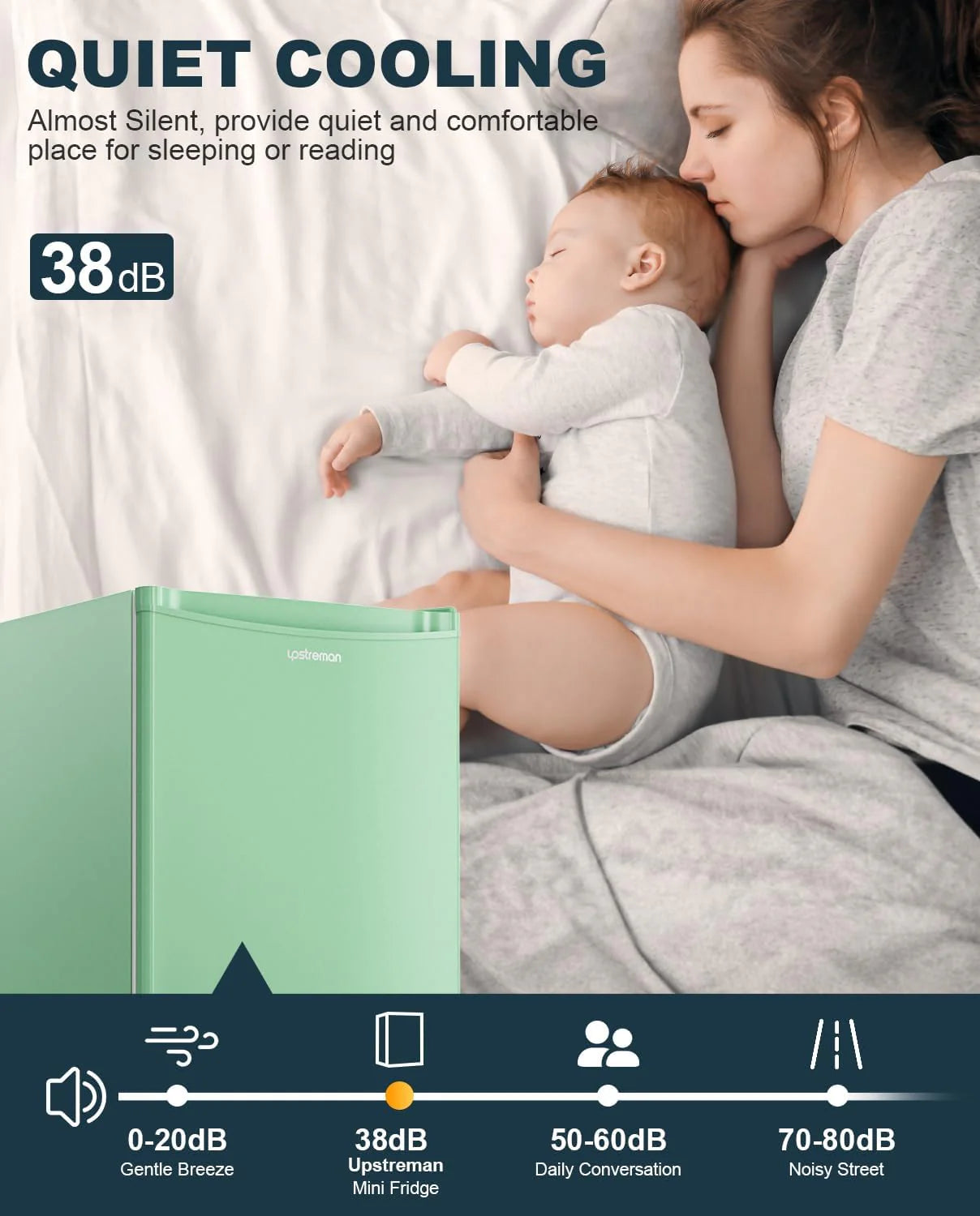 Upstreman 3.2 Cu.Ft Mini Fridge with Freezer, Single Door Mini Fridge, Dorm Fridge, Adjustable Thermostat, Mini Refrigerator for Bedroom, Office, Dorm, Black-BR321