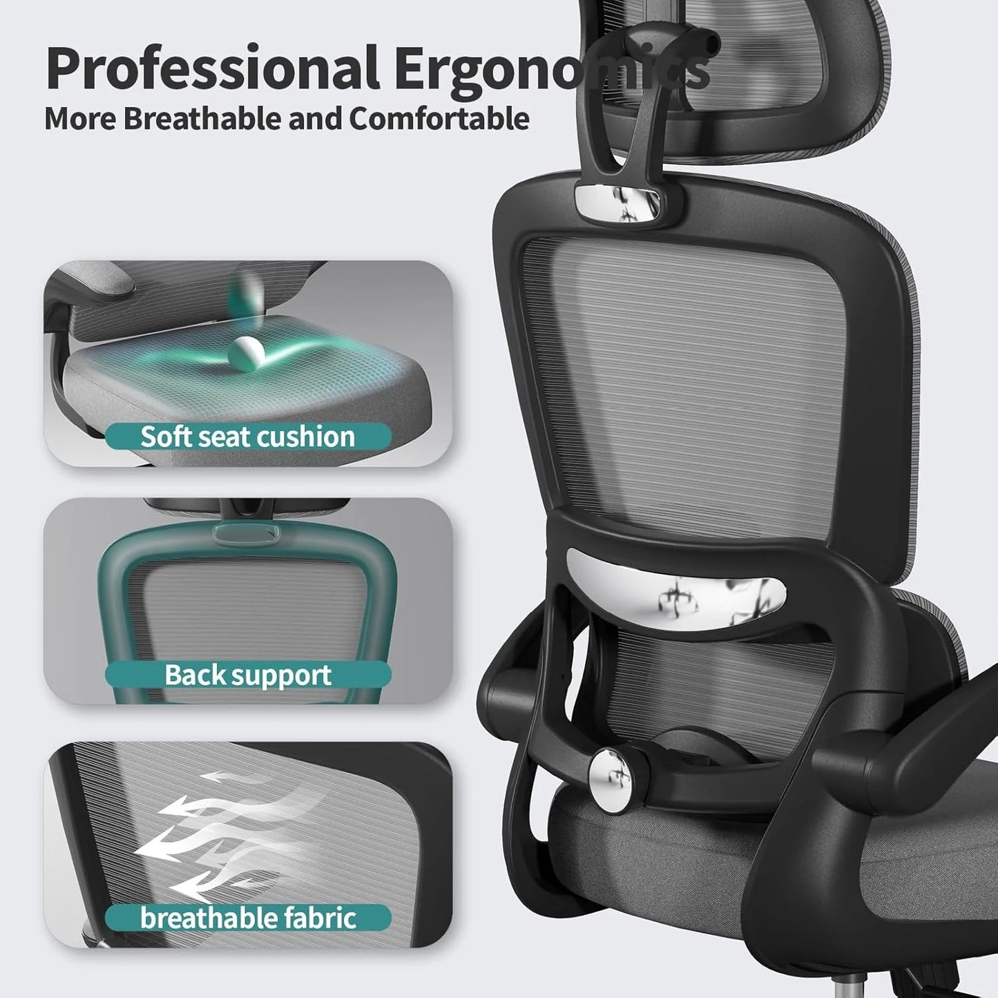 TRALT Office Chair Ergonomic Desk Chair 330 lbs Home Gaming Chair with Wheels