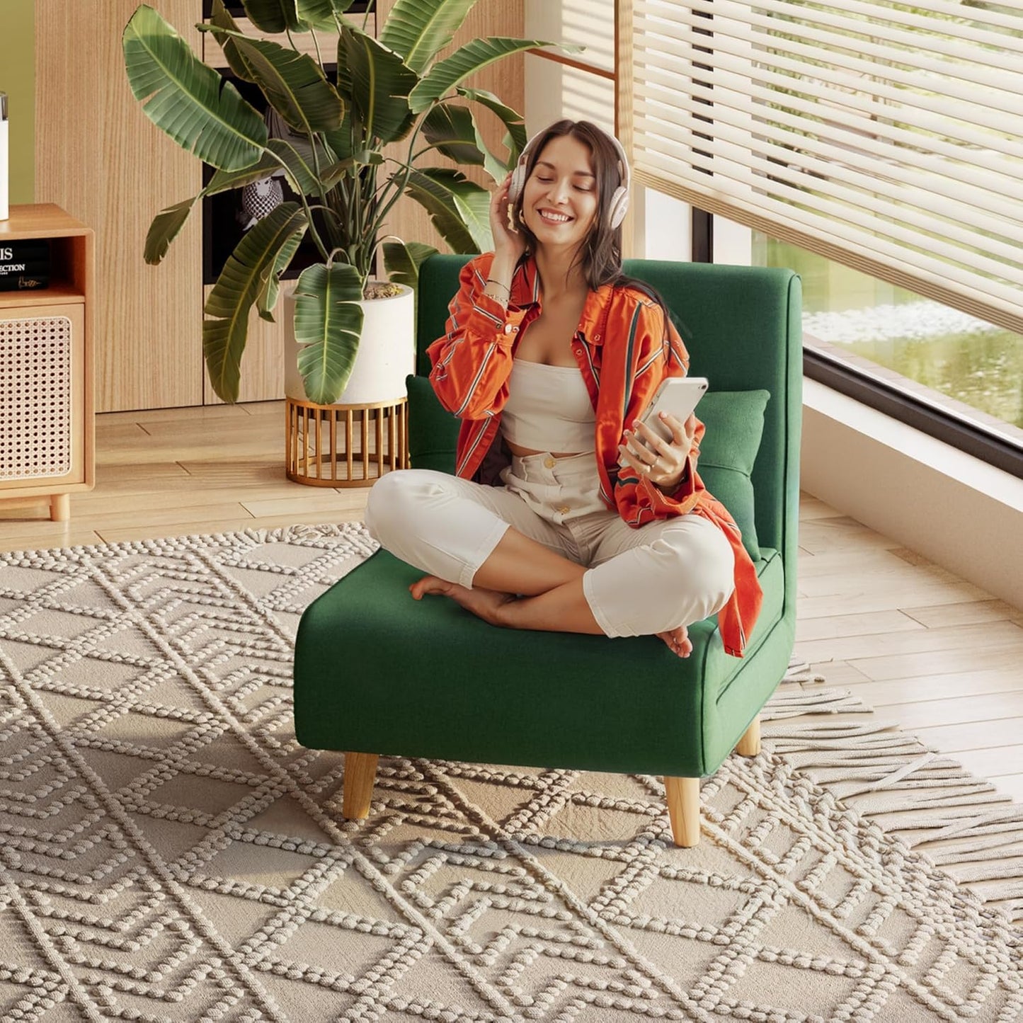 3-in-1 sleeper chair bed, convertible chair bed futon sofa with adjustable backrest