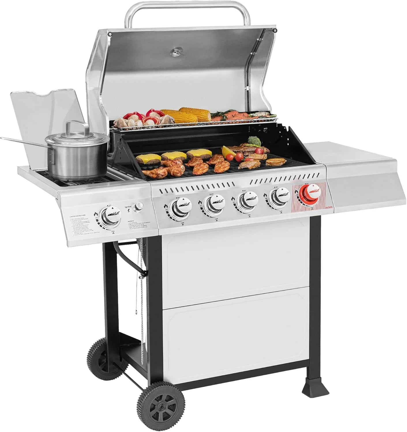 Royal Gourmet GA5401T 5-Burner Propane Gas Grill with Sear Burner and Side Burner, Stainless Steel BBQ Grill with 632 Sq. In. Grilling Area for Outdoor Barbecue Cooking, 64,000 BTUs, Silver