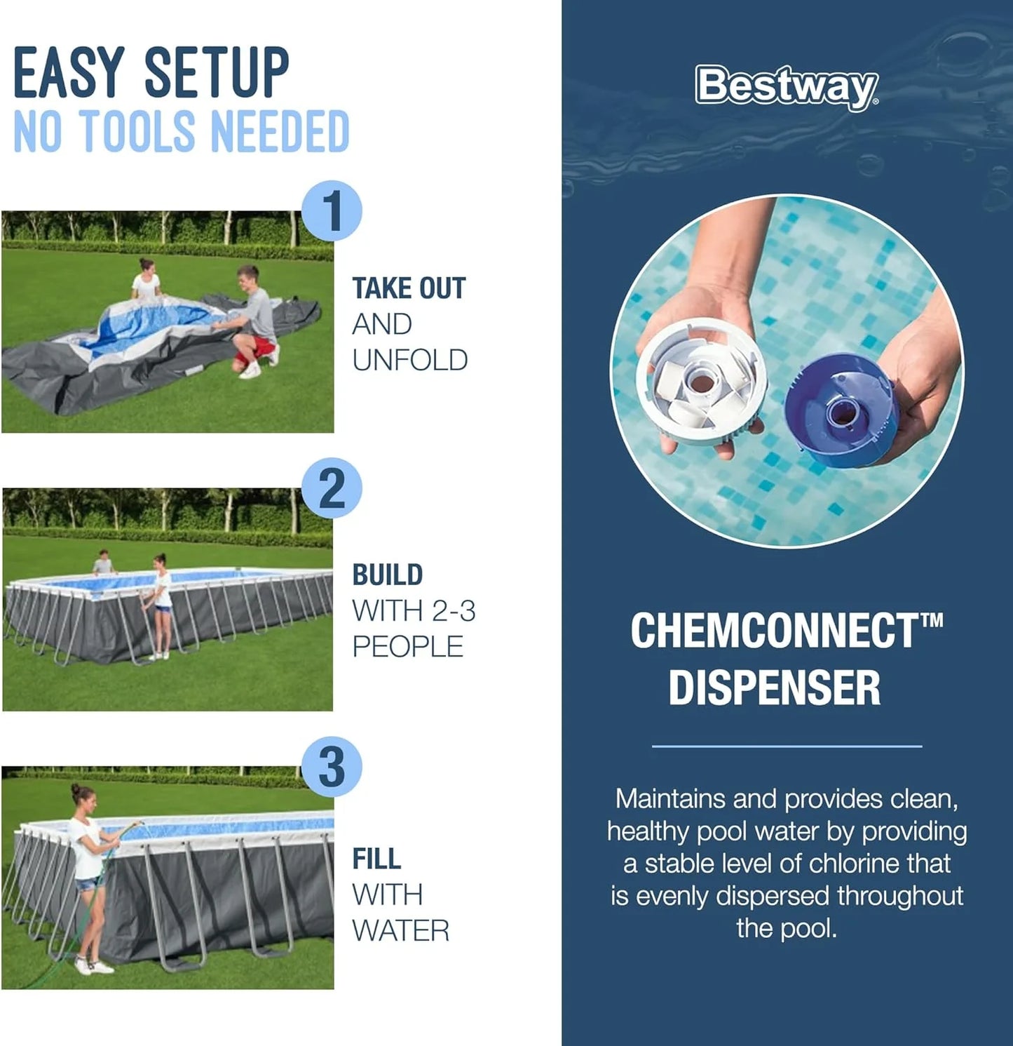 Power Steel 14' x 8'2" x 39.5" Oval Above Ground Pool Set | Includes 530gal Filter Pump, Ladder, ChemConnect Dispener