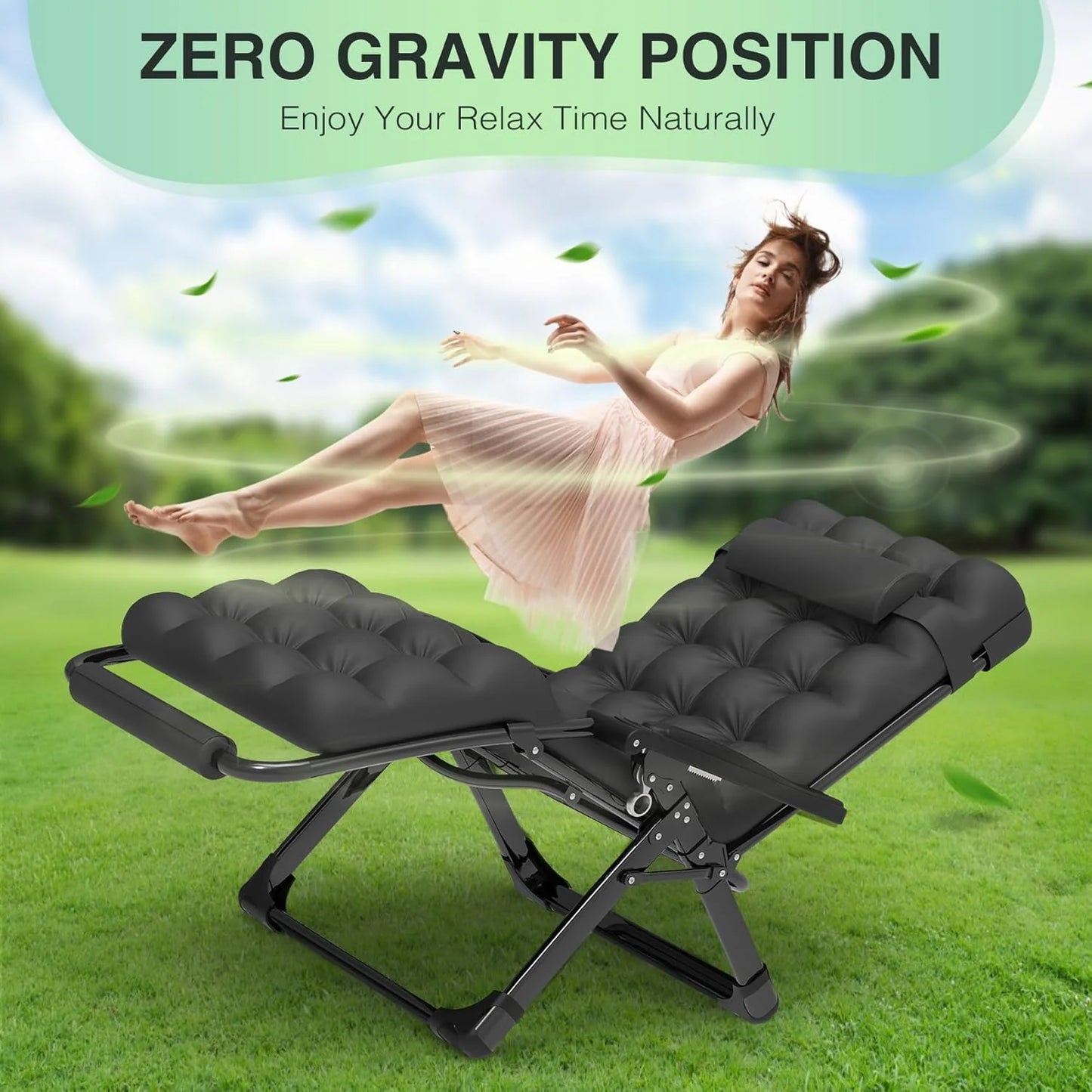 Indoor and outdoor patio chair folding lounge chair zero gravity chair with removable cushion camping lounge chair