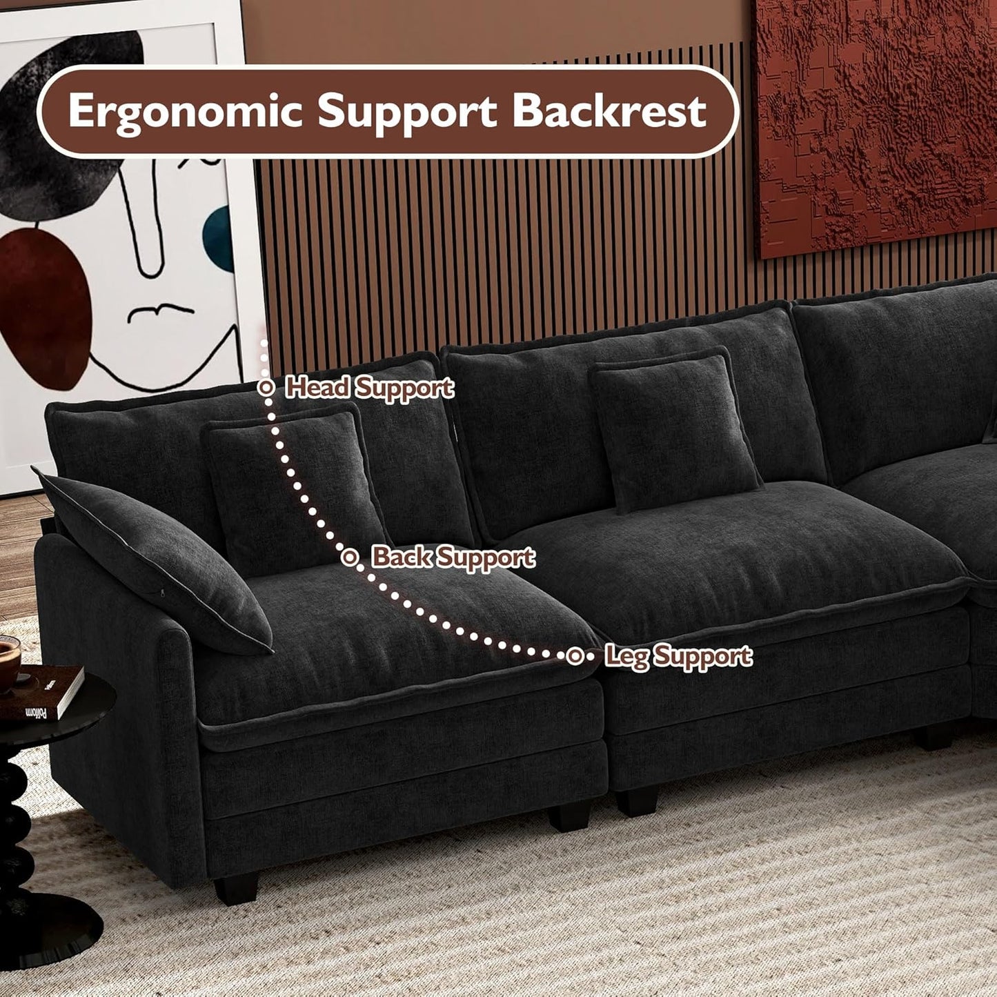 ihanherry 146-inch U-shaped modern sofa modular area cloud sofa