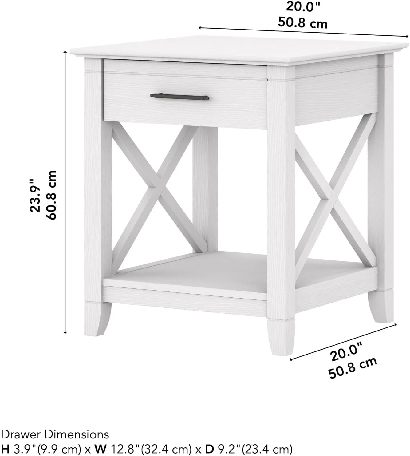 Key West Small End Table with Storage Modern Farmhouse Accent Shelf