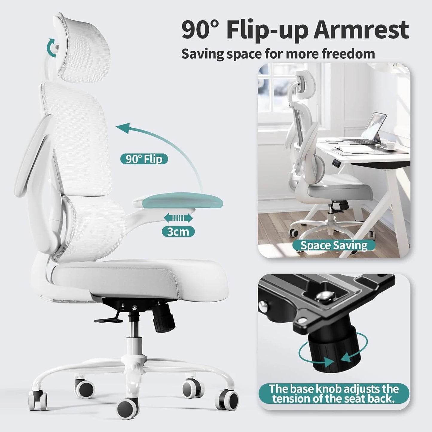 TRALT Office Chair Ergonomic Desk Chair 330 lbs Home Gaming Chair with Wheels