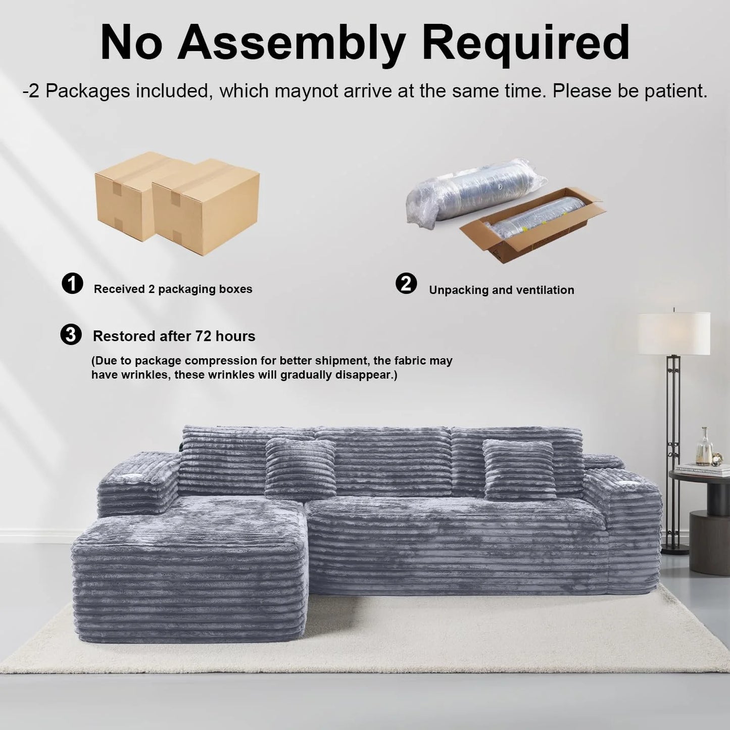 Cloud Sectional Couch with L-Shape Chaise, Modern Modular Sofa with Deep Seat, Built-in Cup Holder & Storage Pocket