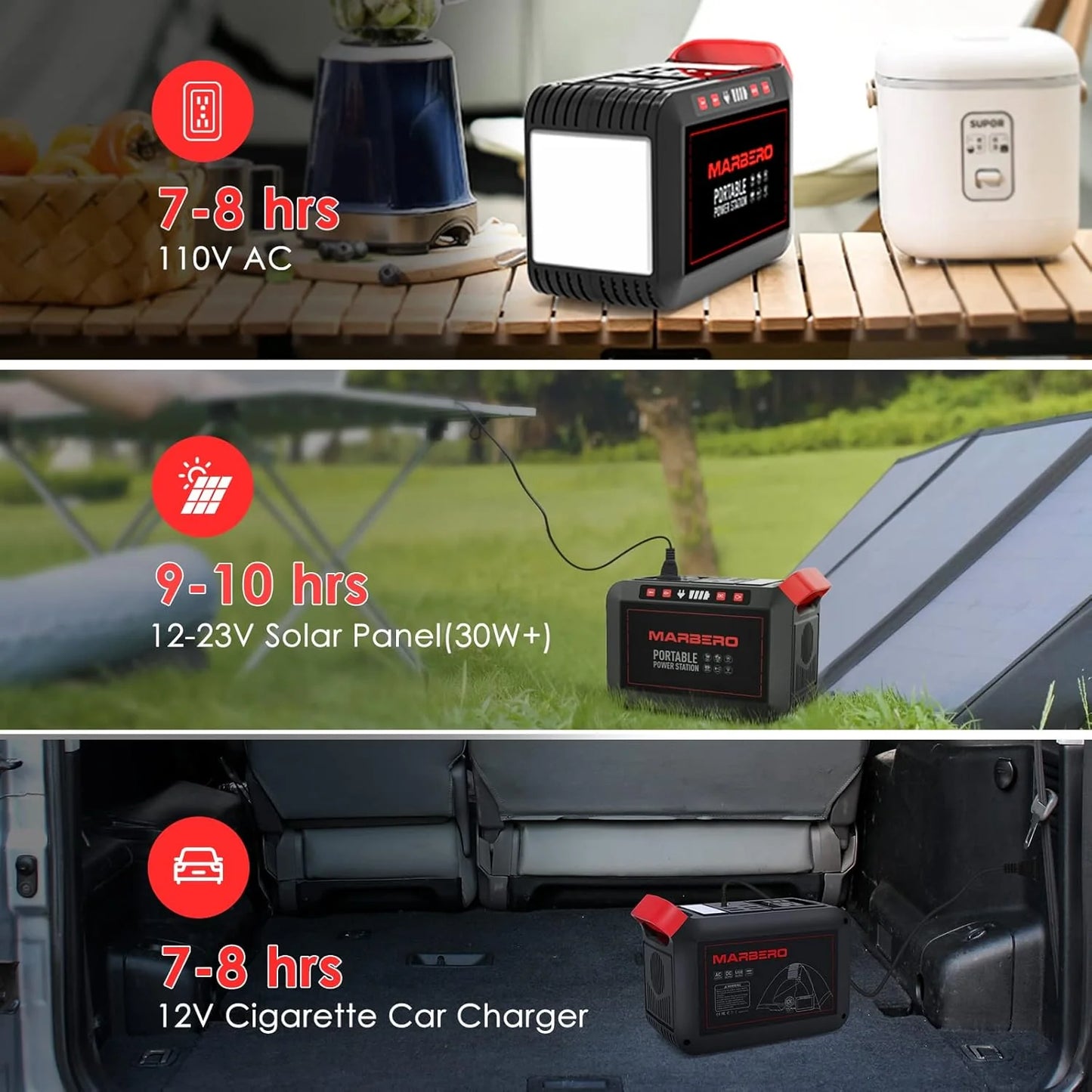 Portable Power Station 88Wh Camping Lithium Battery Solar Generator Fast Charging with AC Outlet 120W Peak Power Bank