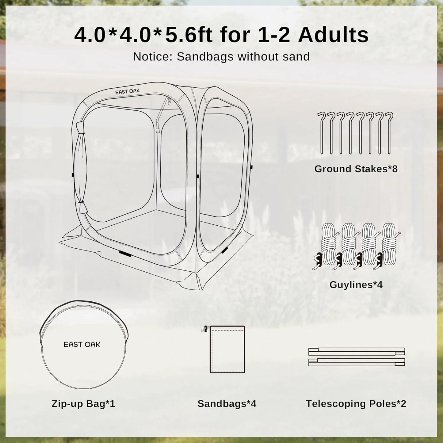 EAST OAK Screen House Tent Pop-Up, Portable Screen Room Canopy Instant Screen Tent 10 x 10 FT with Carry Bag for Patio, Backyard, Deck & Outdoor Activities, Beige