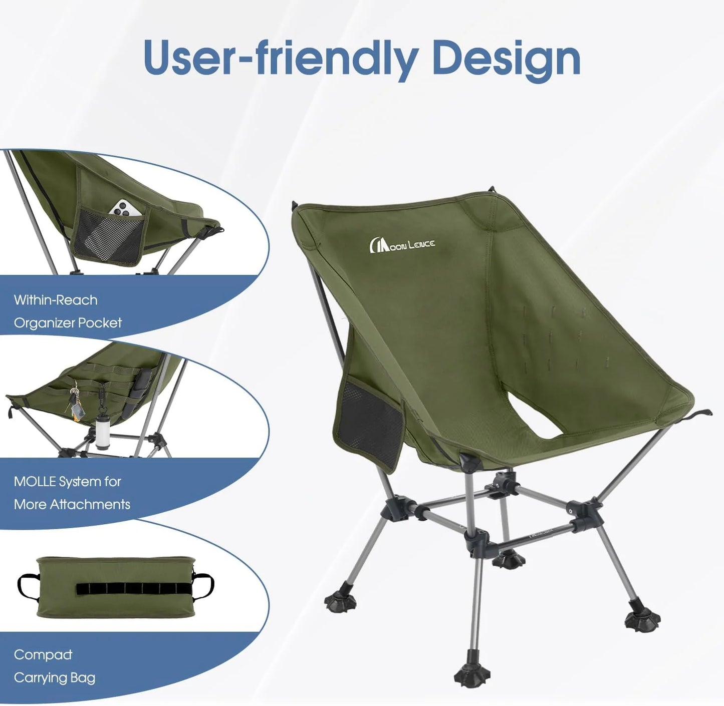 Portable Camping Chair Plus Folding Chair for Backpacking and Hiking