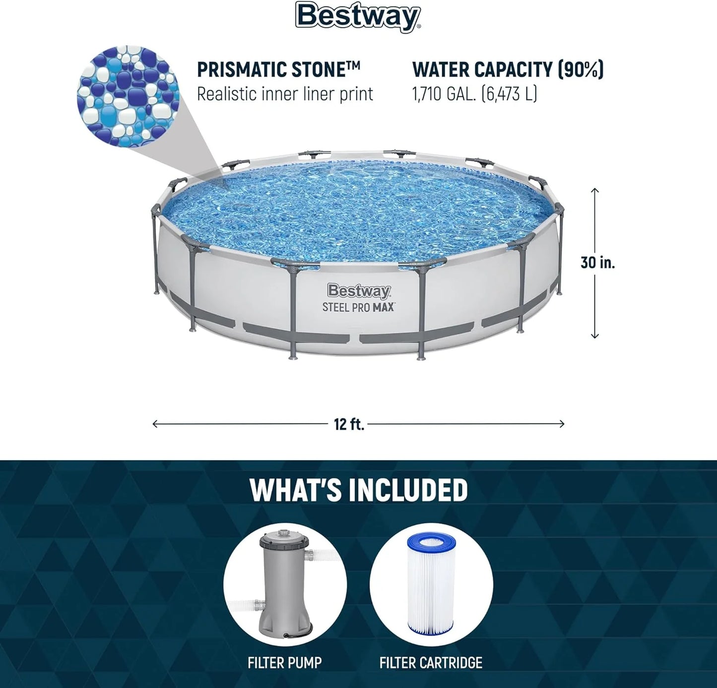 Steel Pro MAX 10 Foot x 30 Inch Round Metal Frame Above Ground Outdoor Backyard Swimming Pool Set with 330 GPH Filter Pump