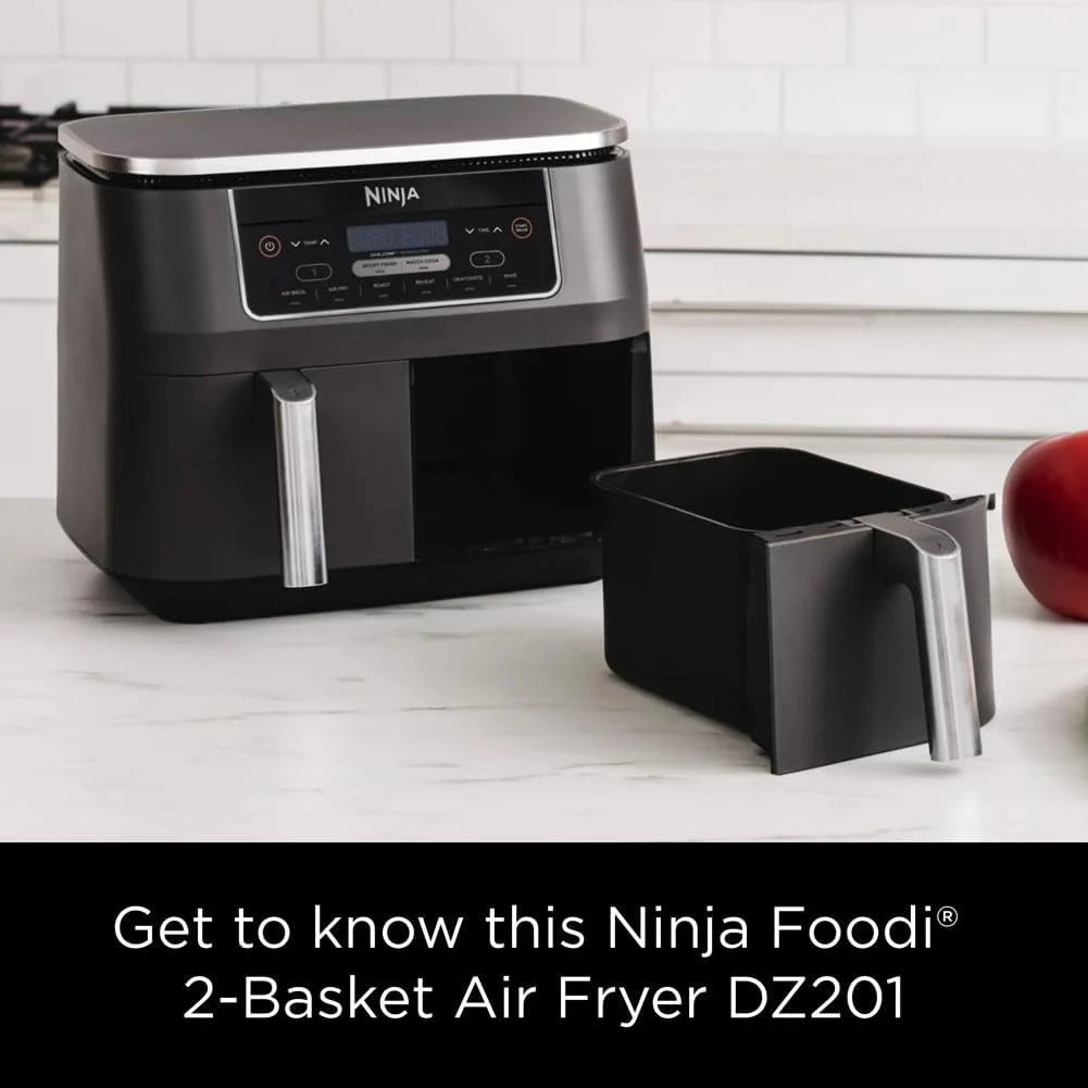 Ninja Foodi 6-in-1 FlexBasket Air Fryer with 7-QT MegaZone & Basket Divider for Large Proteins & Full Meals, Smart Finish Cook 2 Foods 2 Ways, Family Sized Capacity, Air Fry, Roast & More