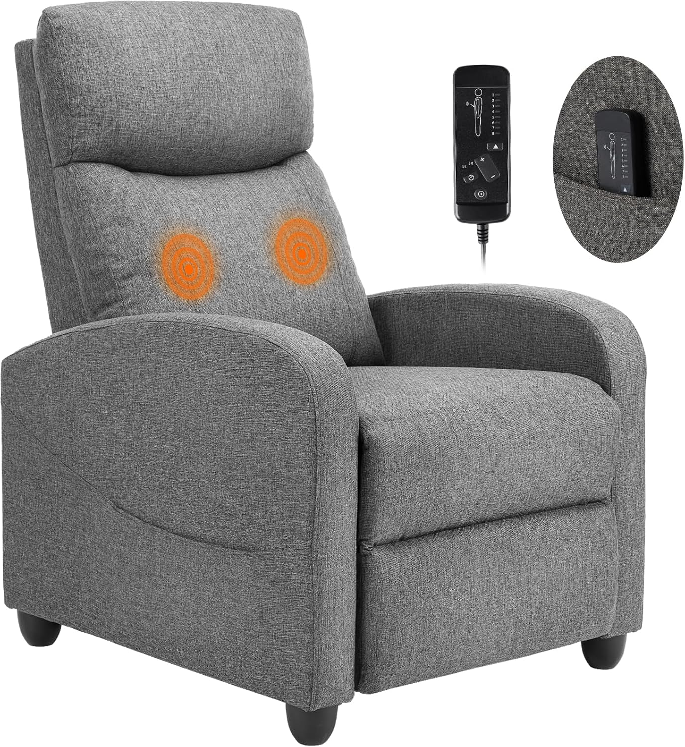 Adult massage recliner, adjustable home theater seat, modern fabric recliner
