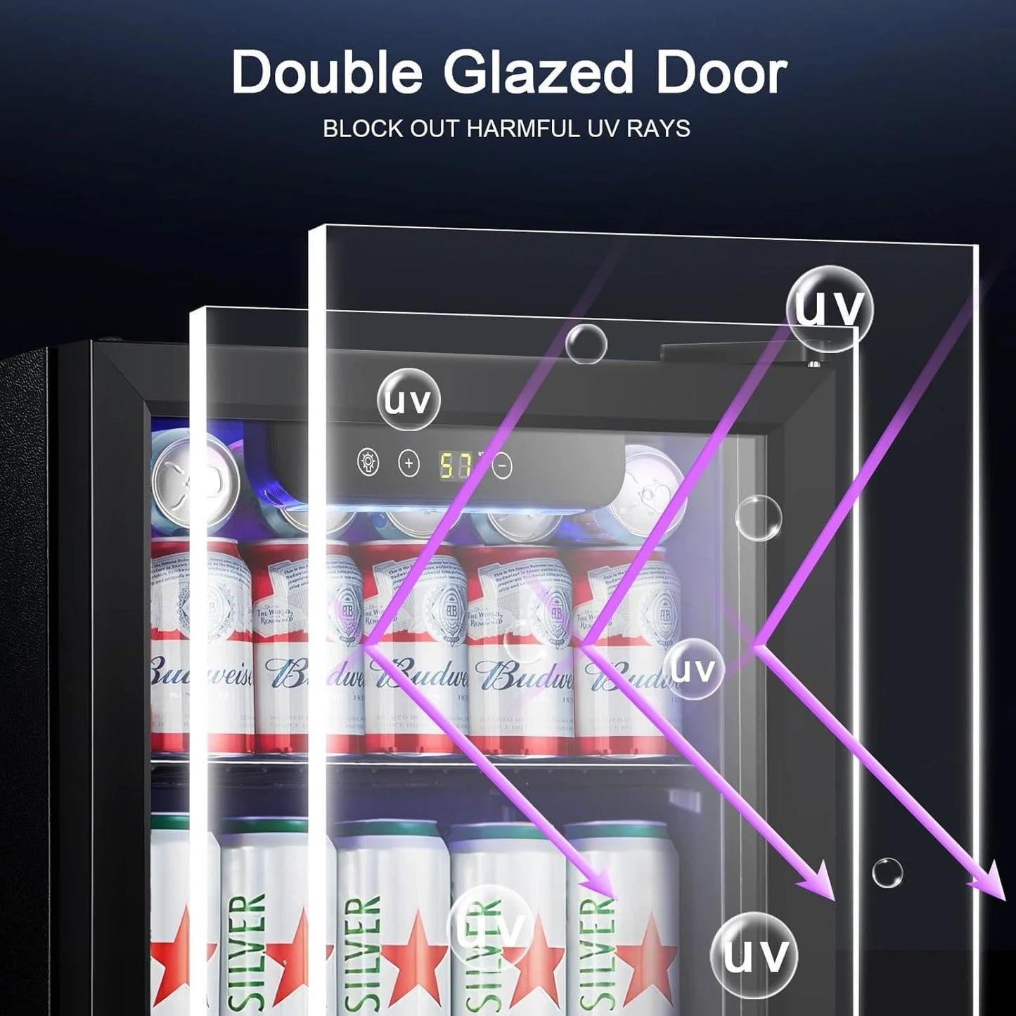 Antarctic Star Beverage Refrigerator Cooler 68 Can, Mini Fridge with Glass Door for Beer Drinks Wine,Freestanding Small Fridge with Electronic Temperature Control for Home and Bar,1.7 cu.ft