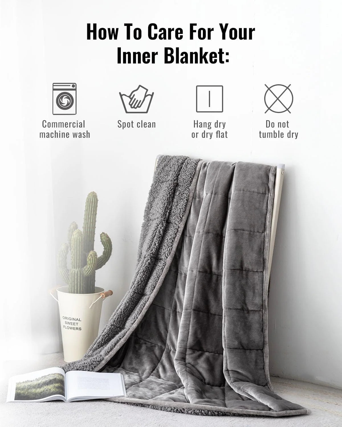 Weighted Blanket Queen Size 15lbs 60x80 inches with Soft Plush Fleece