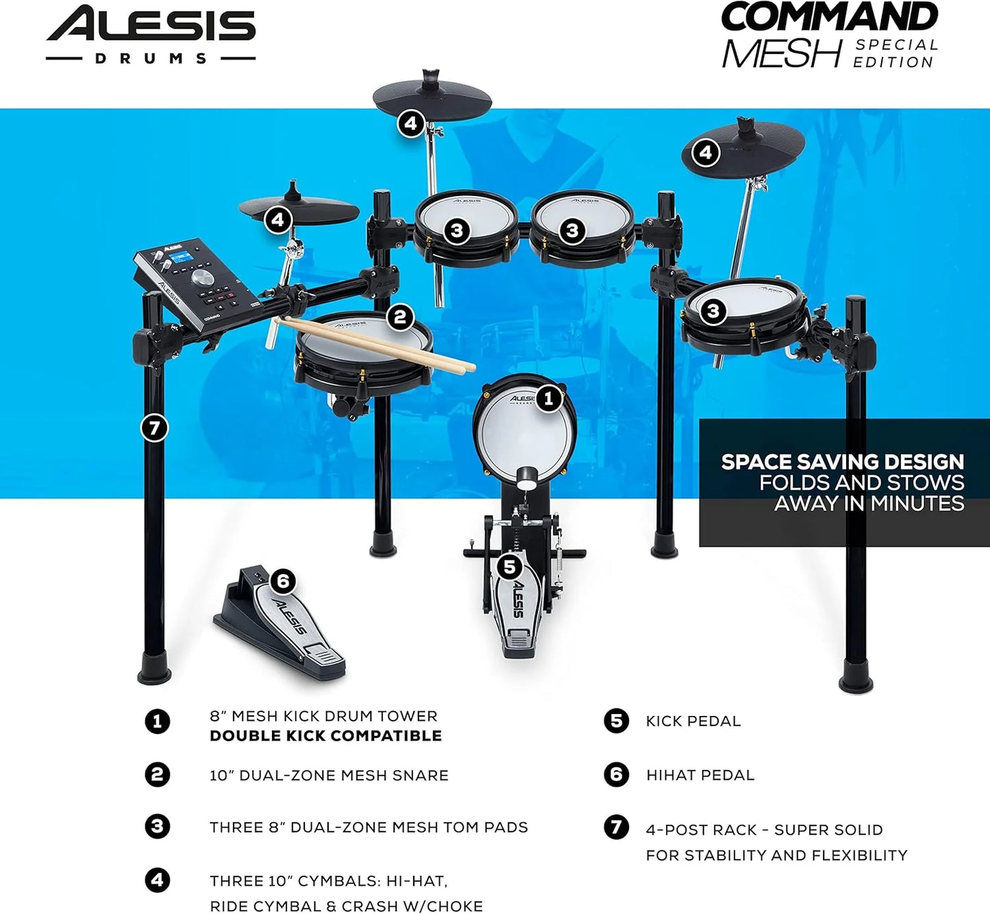 Alesis Drums Command Mesh SE Kit-Electric Drum Set USB MIDI Connection 600 Drum Sound
