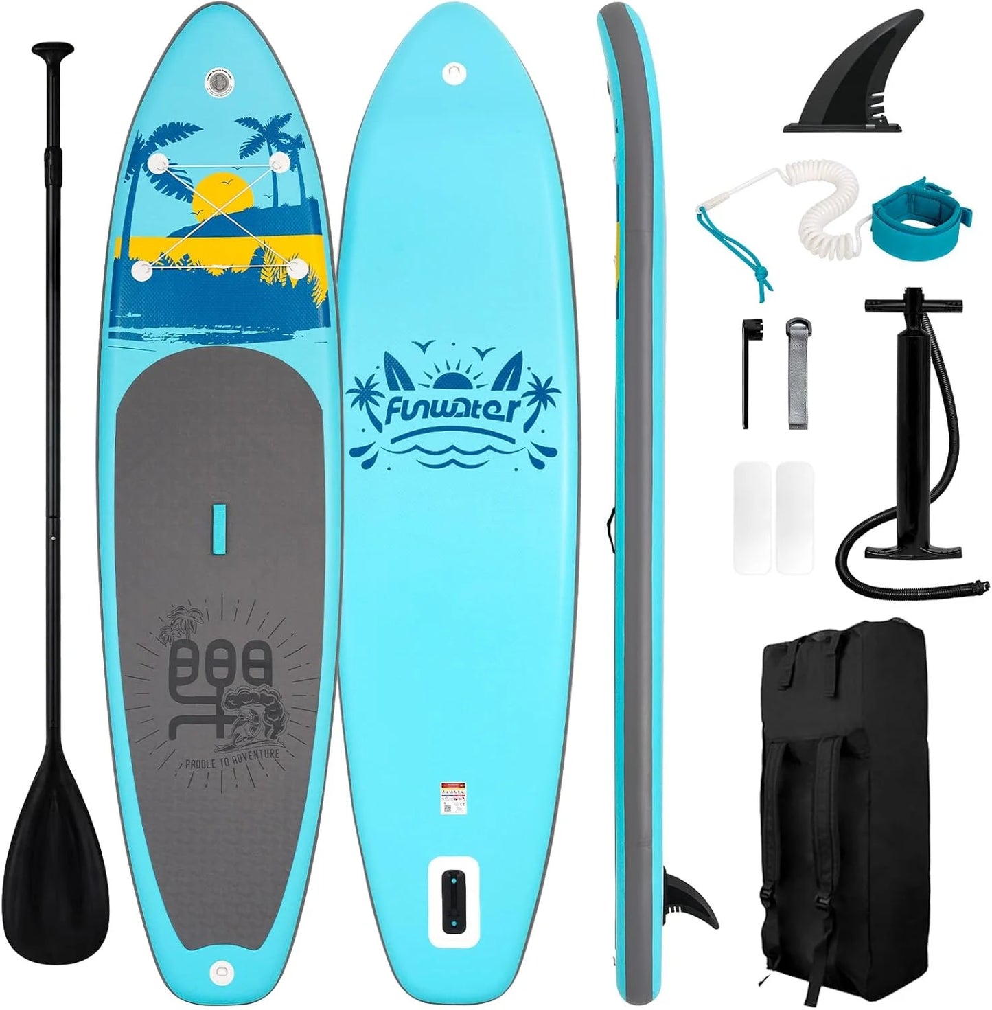 FunWater Inflatable Stand Up Paddle Board with Premium SUP Paddle Accessories, Non-Slip EVA Deck, 11'/10'6' Paddle