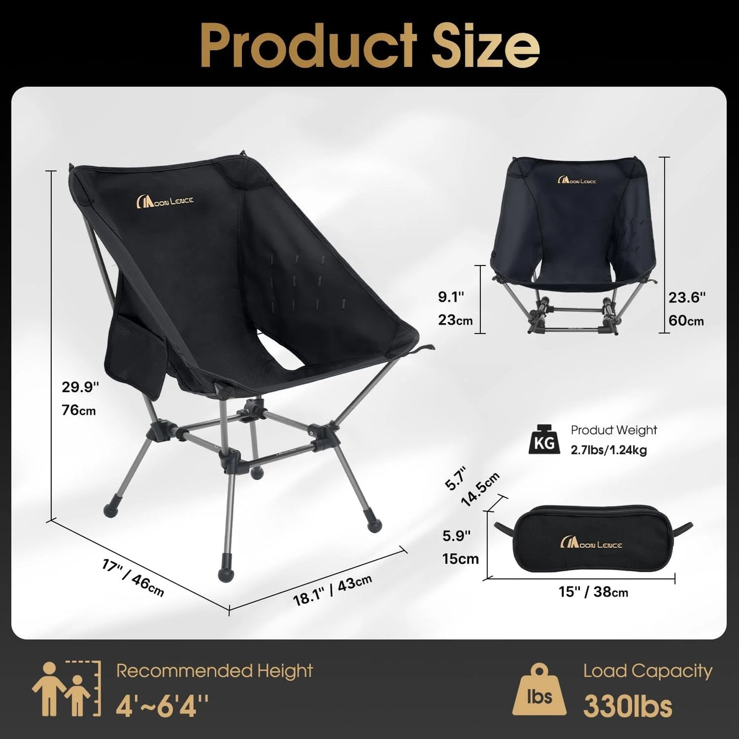 Portable Camping Chair Plus Folding Chair for Backpacking and Hiking