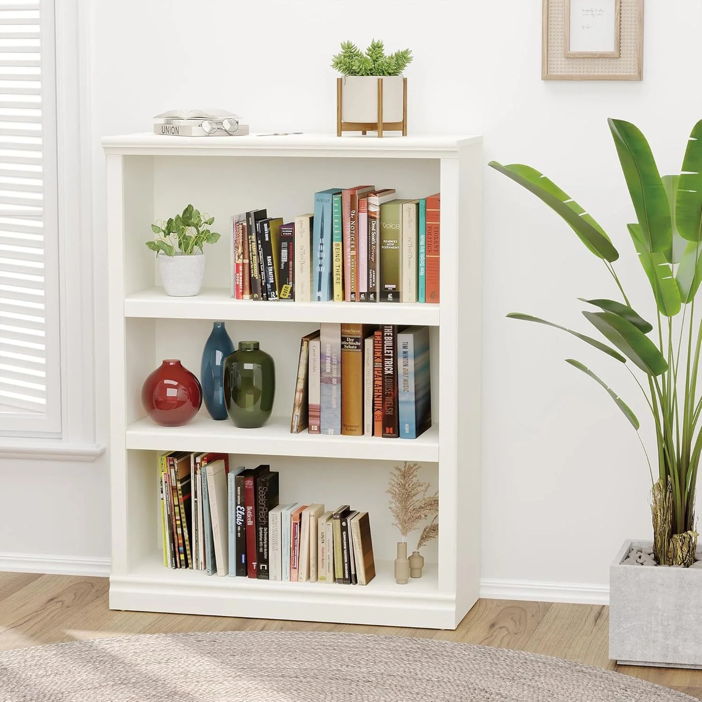 70-Inch Tall White Bookcase 5 Tiers Shelves Open Storage Bookshelf