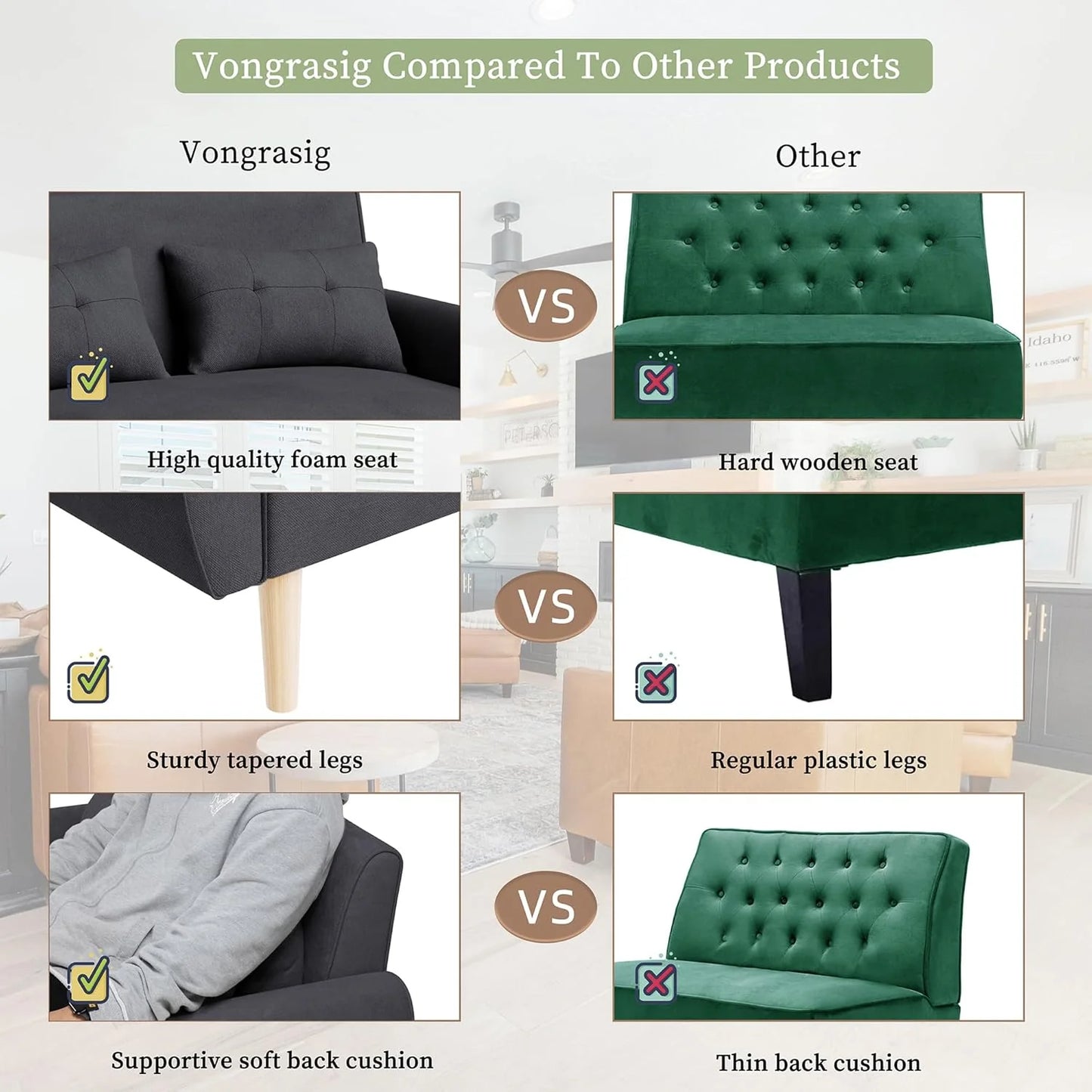 47" Small Modern Loveseat Sofa