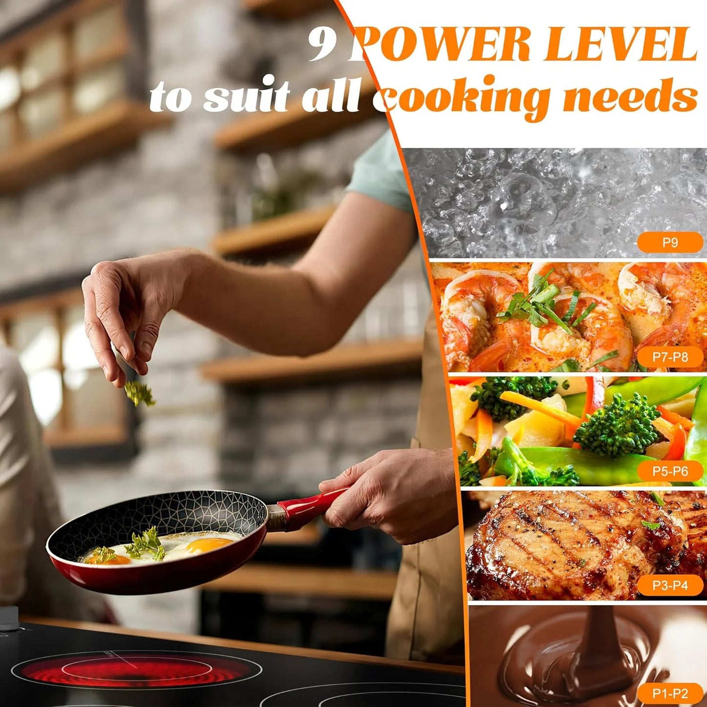 Karinear 30 Inch Electric Cooktop 4 Burners, Knob Control Built-in Ceramic Cooktop, 30" Radiant Electric Stove Top with Glass Protection Metal Frame,Hot Surface Indicator, 220-240v, Hard Wire, No Plug