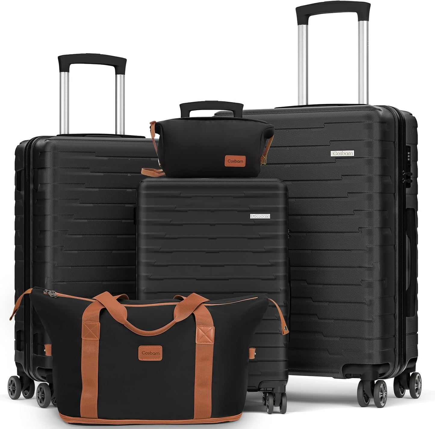 5-piece luggage set with wheels, ABS hardshell suitcase with spinner wheels
