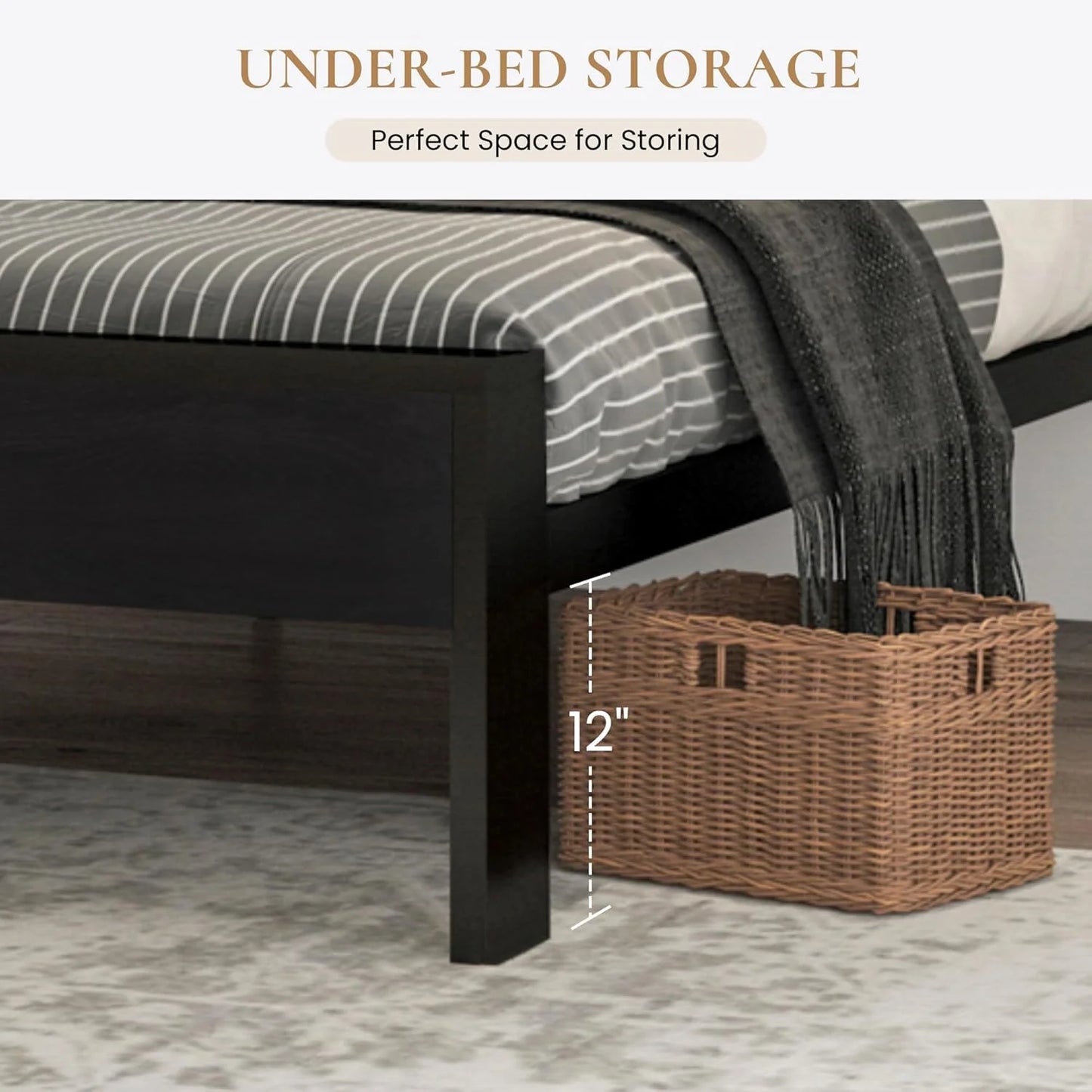 SHA CERLIN 14 Inch Full Size Metal Platform Bed Frame with Wooden Headboard and Footboard, Mattress Foundation, No Box Spring Needed, Large Under Bed Storage, Non-Slip Without Noise, Mahogany