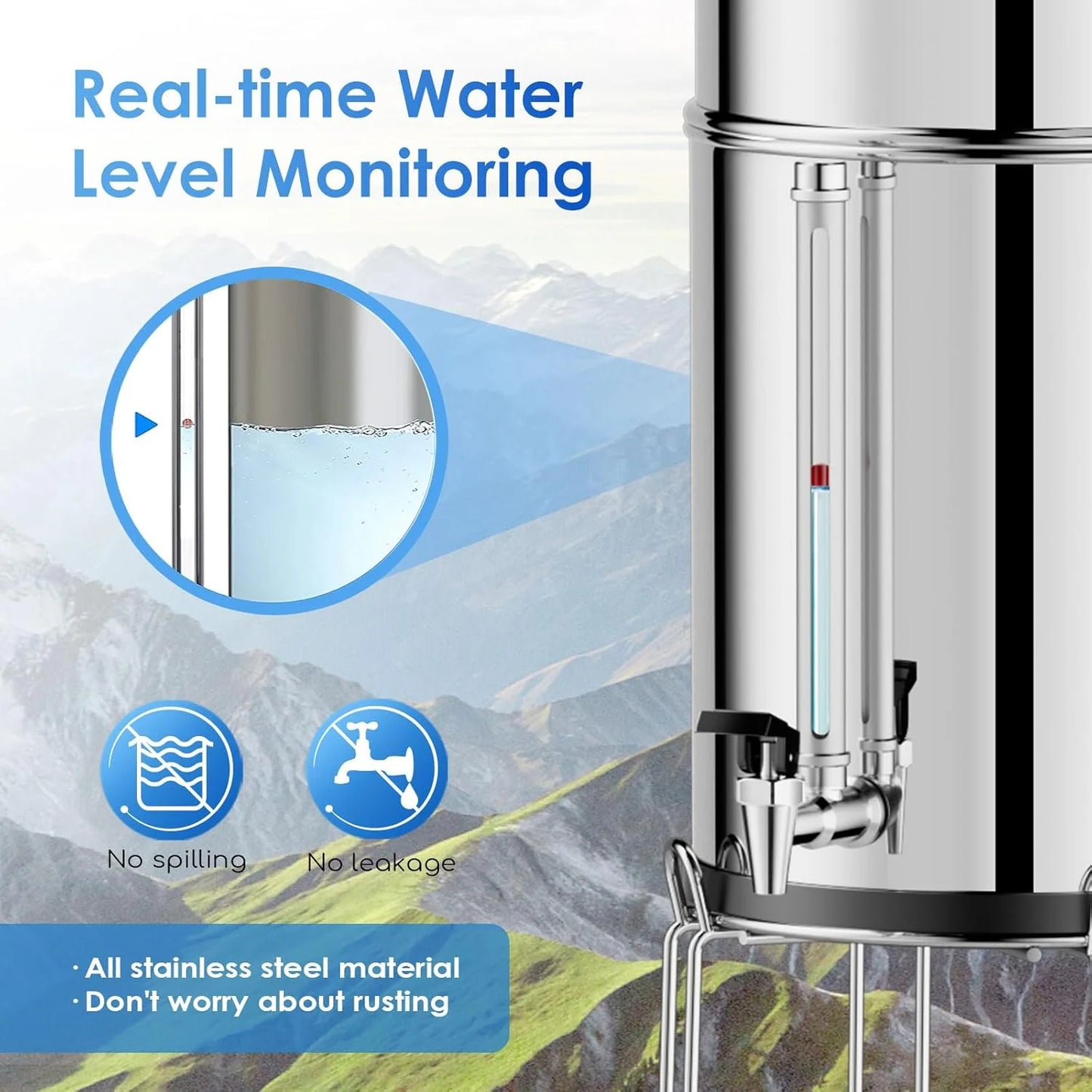 Purewell three-stage 0.01μm ultrafiltration gravity water filtration system 304