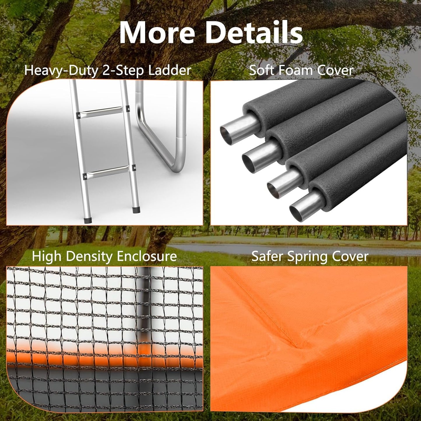 AOTOB 8FT 10FT 12FT 14 FT 15FT Trampoline with Safety Enclosure Net，Outdoor Trampoline with Basketball Hoop, Heavy Duty Jumping Mat and Spring Cover Padding for Kids and Adults, Storage Bag and Ladder