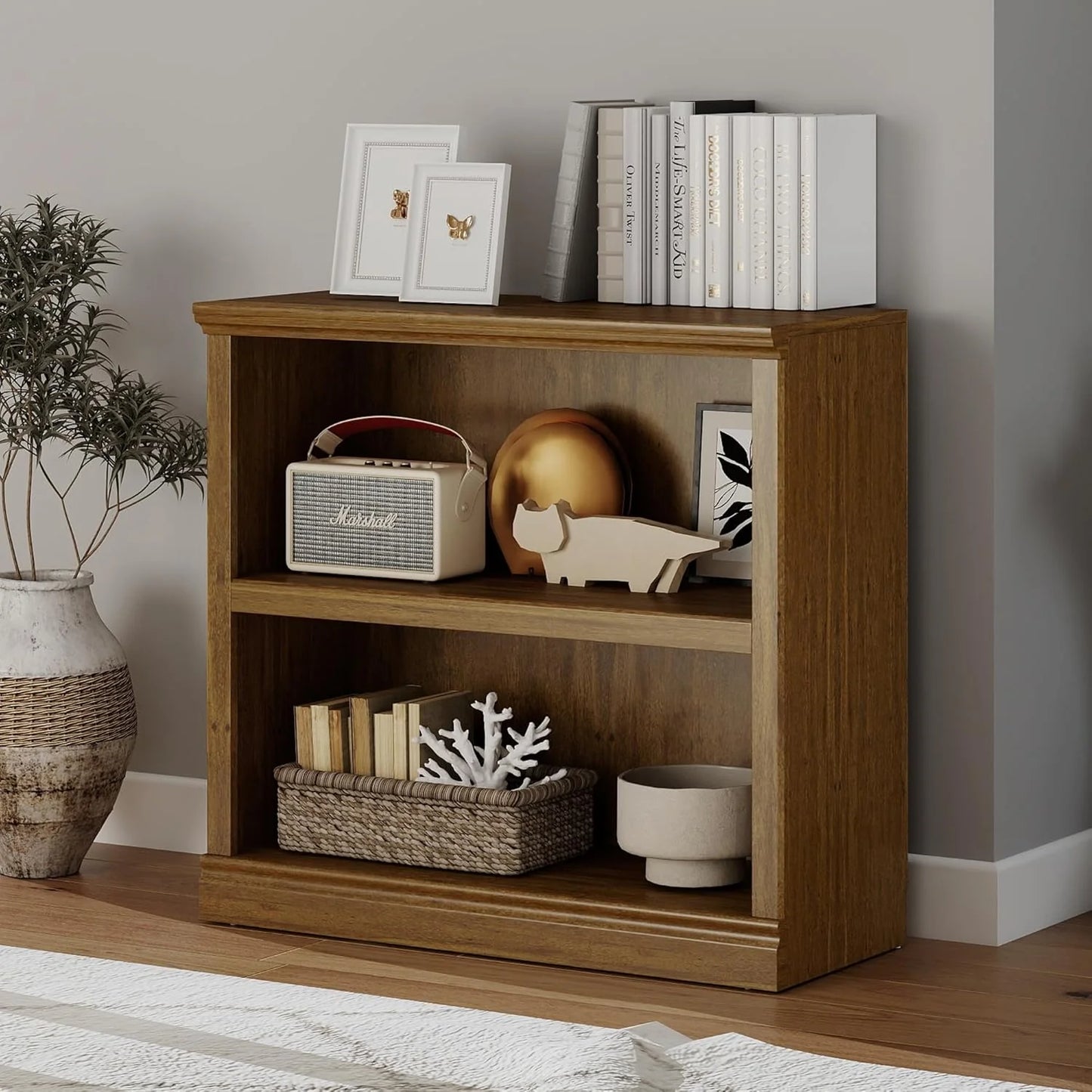 70-Inch Tall White Bookcase 5 Tiers Shelves Open Storage Bookshelf